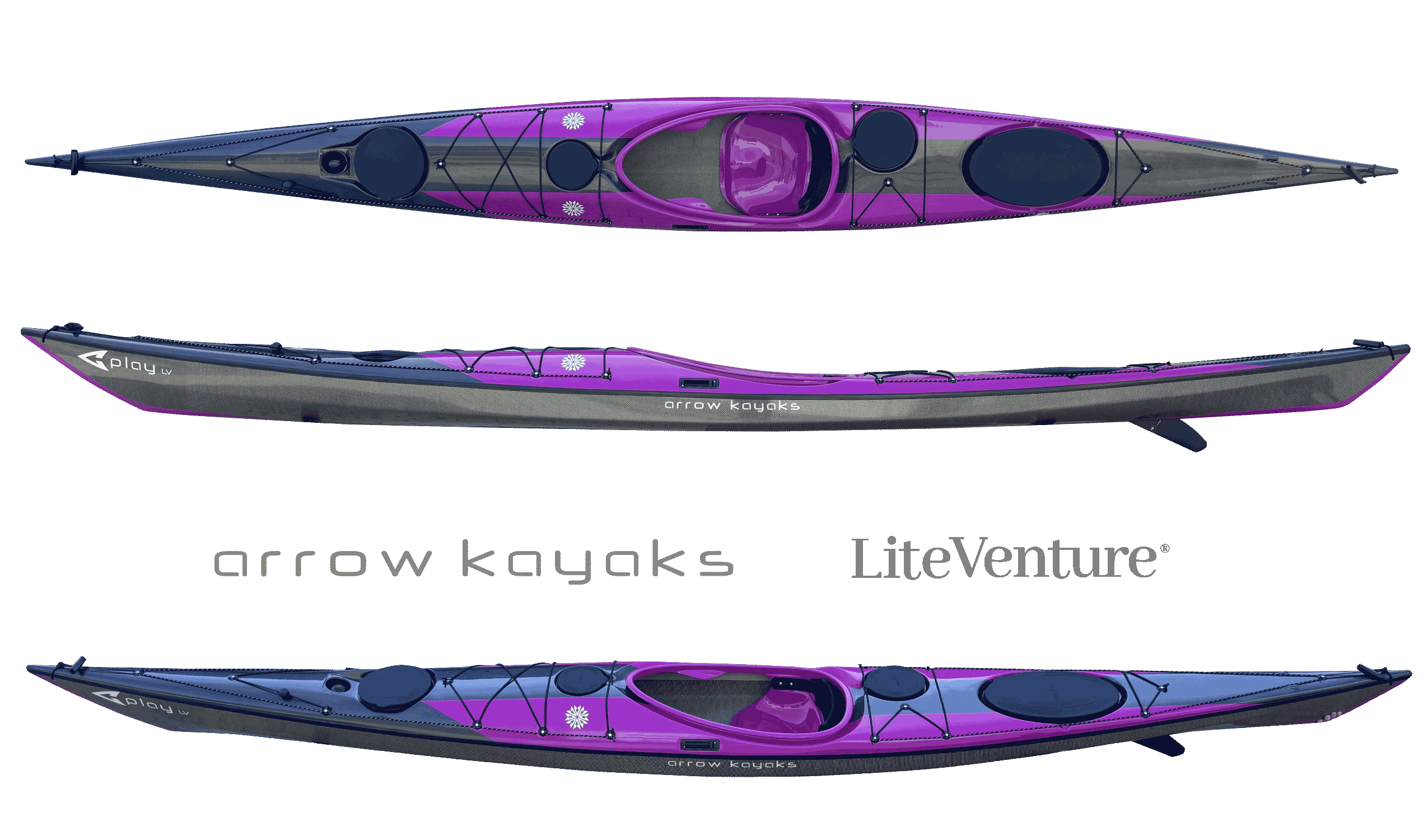Arrow Play LV Seekajak-Carbon/Kevlar Layup mit Carbondeck-Purple/Sichtcarbon