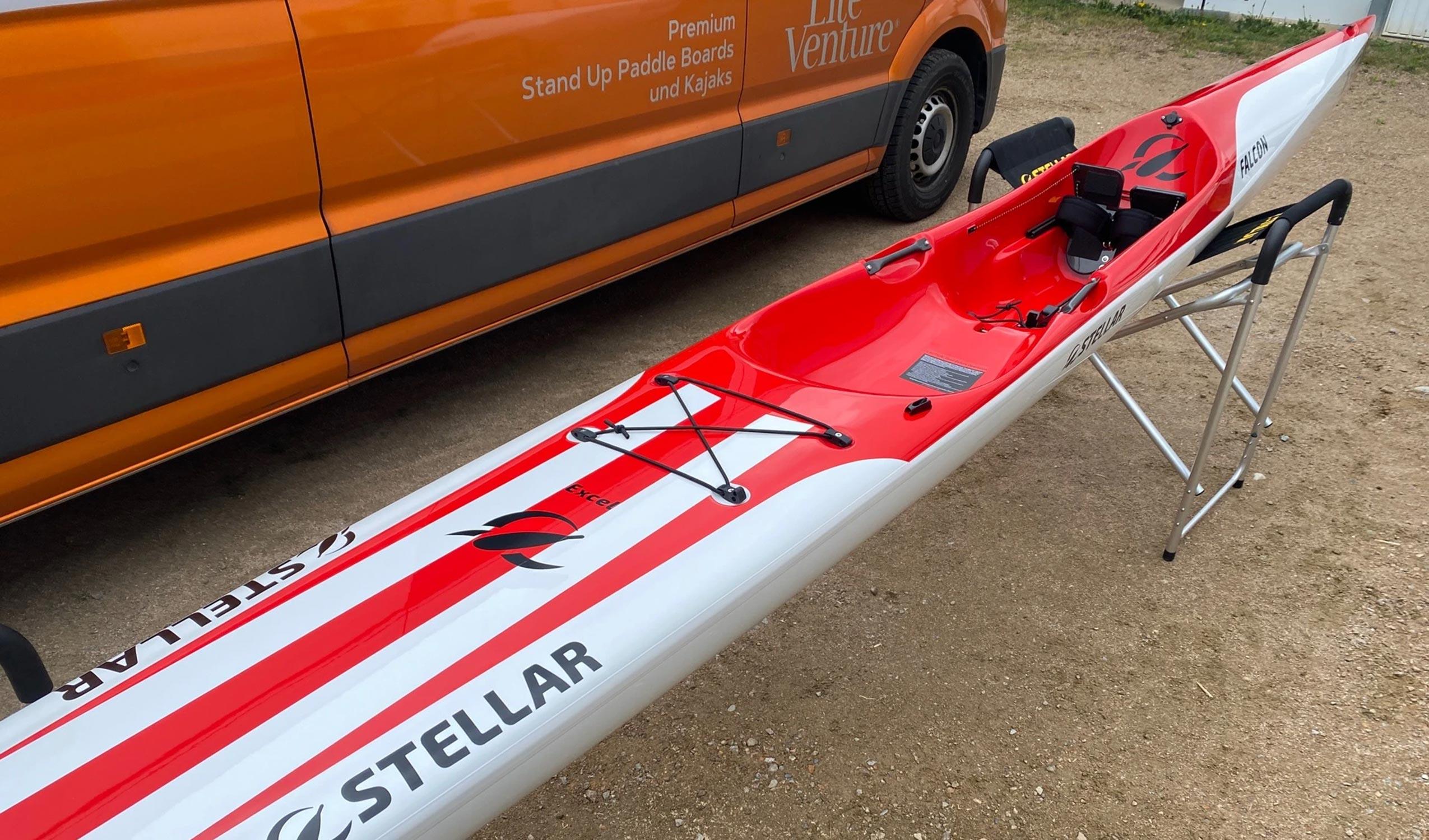 Produktbild von " Falcon Excel-weiß rot " der Marke STELLAR Lightweight für 3490.00 €. Erhältlich online bei Lite Venture ( www.liteventure.de )