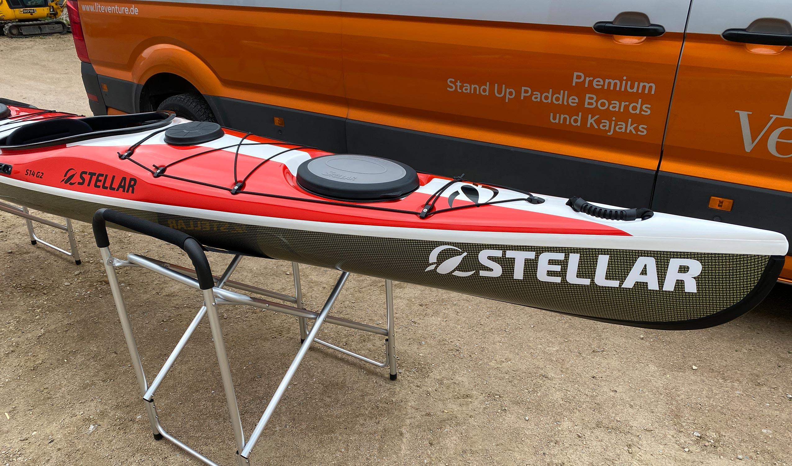 Produktbild von Kajak " S14 G2 Multisport-rot weiß " der Marke STELLAR Lightweight für 3360.00 €. Erhältlich online bei Lite Venture ( www.liteventure.de )