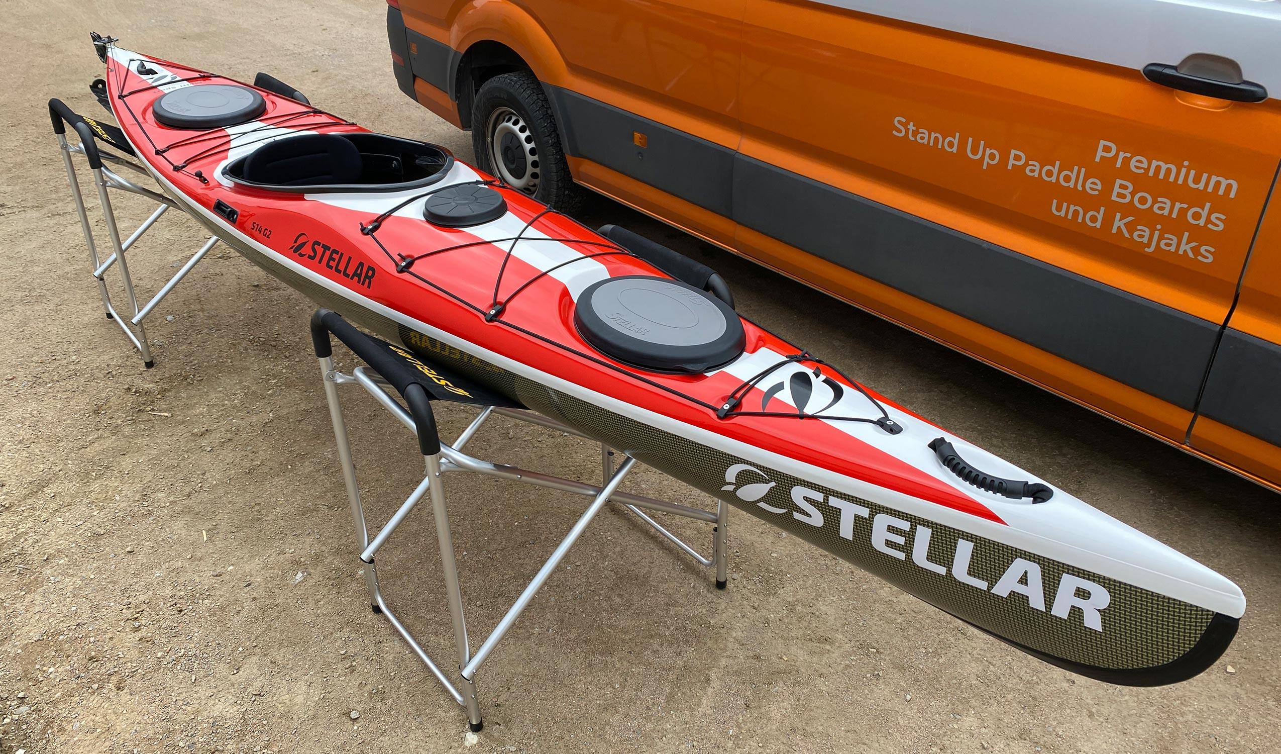 Produktbild von Kajak " S14 G2 Multisport-rot weiß " der Marke STELLAR Lightweight für 3360.00 €. Erhältlich online bei Lite Venture ( www.liteventure.de )