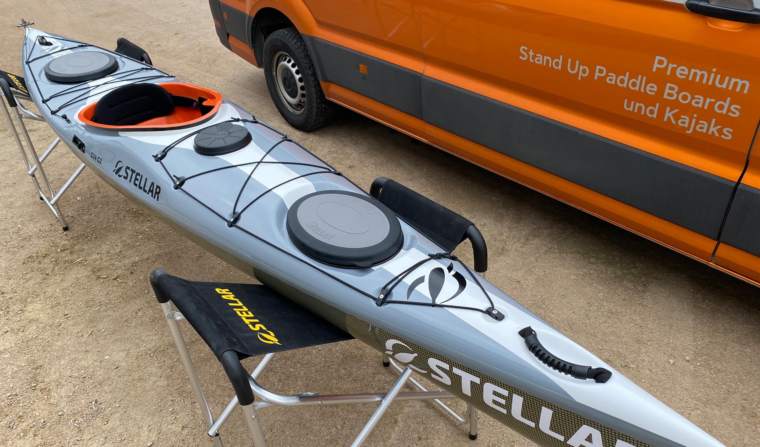 Produktbild von Kajak " S14 G2 Multisport-grau weiß " der Marke STELLAR Lightweight für 3360.00 €. Erhältlich online bei Lite Venture ( www.liteventure.de )