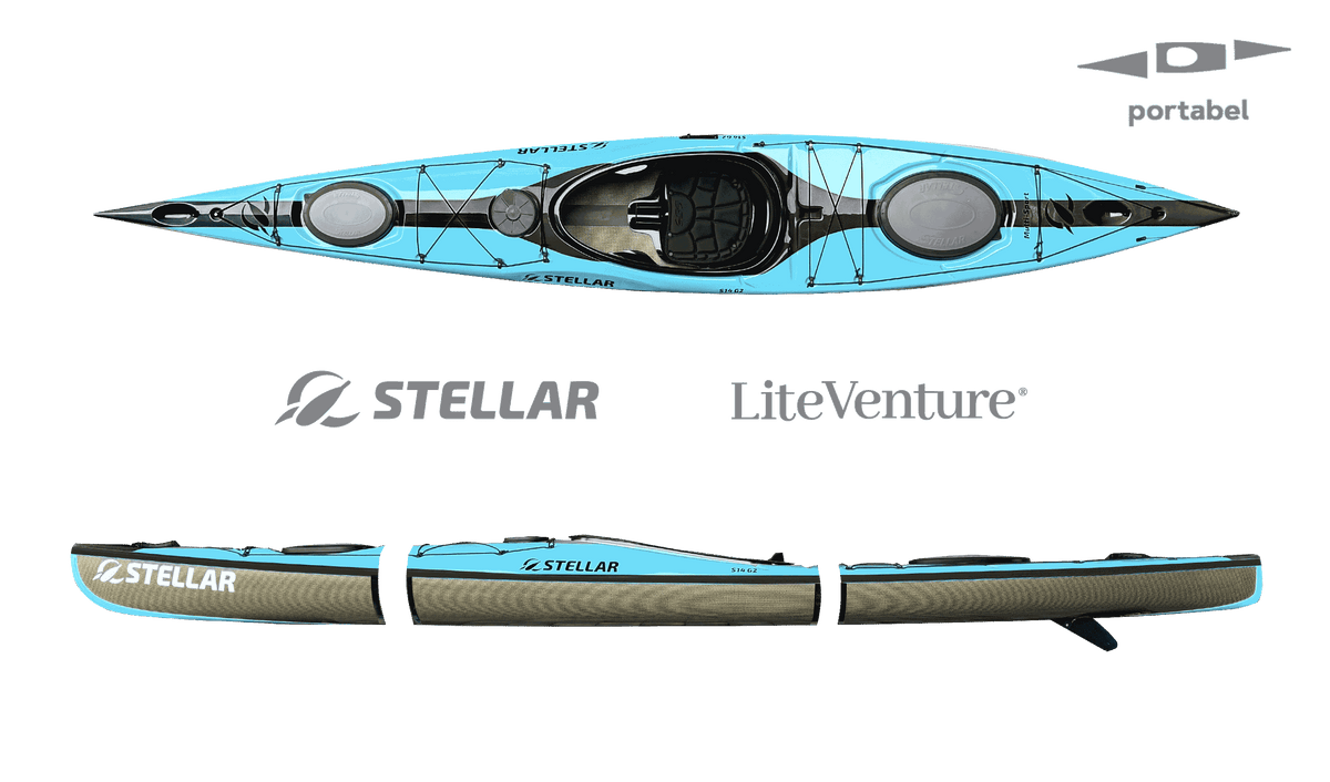 S14 G2 Mod-teilbares Kajak-Multisport Layup-Carbon/Kevlar-Teal/Black/Sichtcarbon