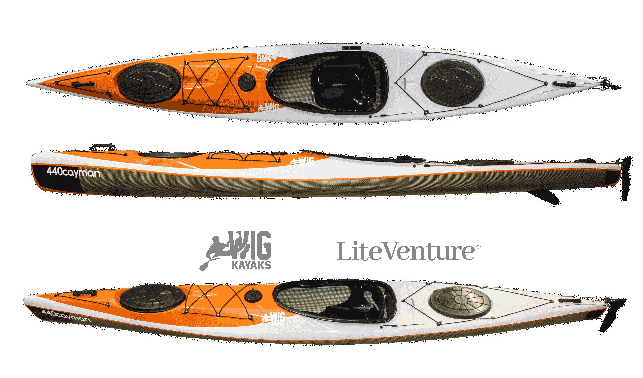 Cayman 440-Carbonio/strato di kevlar-Bianco/Arancione