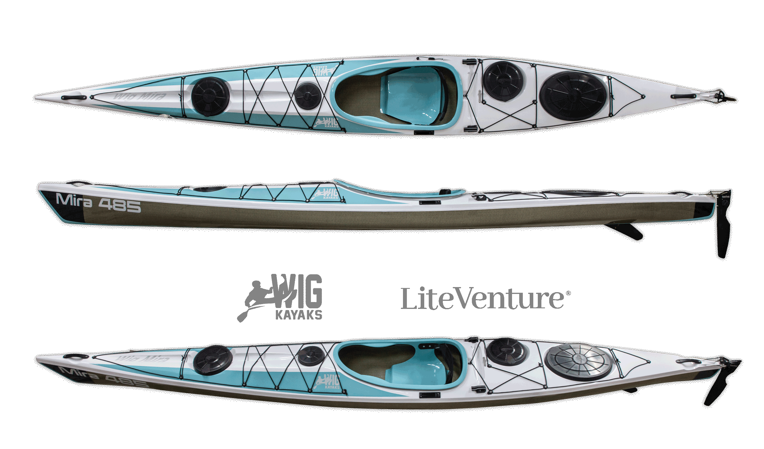 Mira 485 - Stratificazione in carbonio/kevlar - Bianco/Turchese