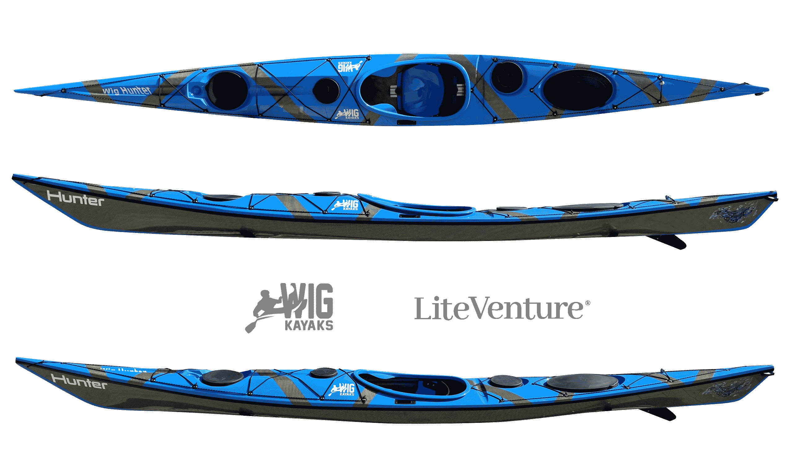 Hunter 520-C/K Layup-Sky Blue - Carbon/Kevlar Sichtcarbon