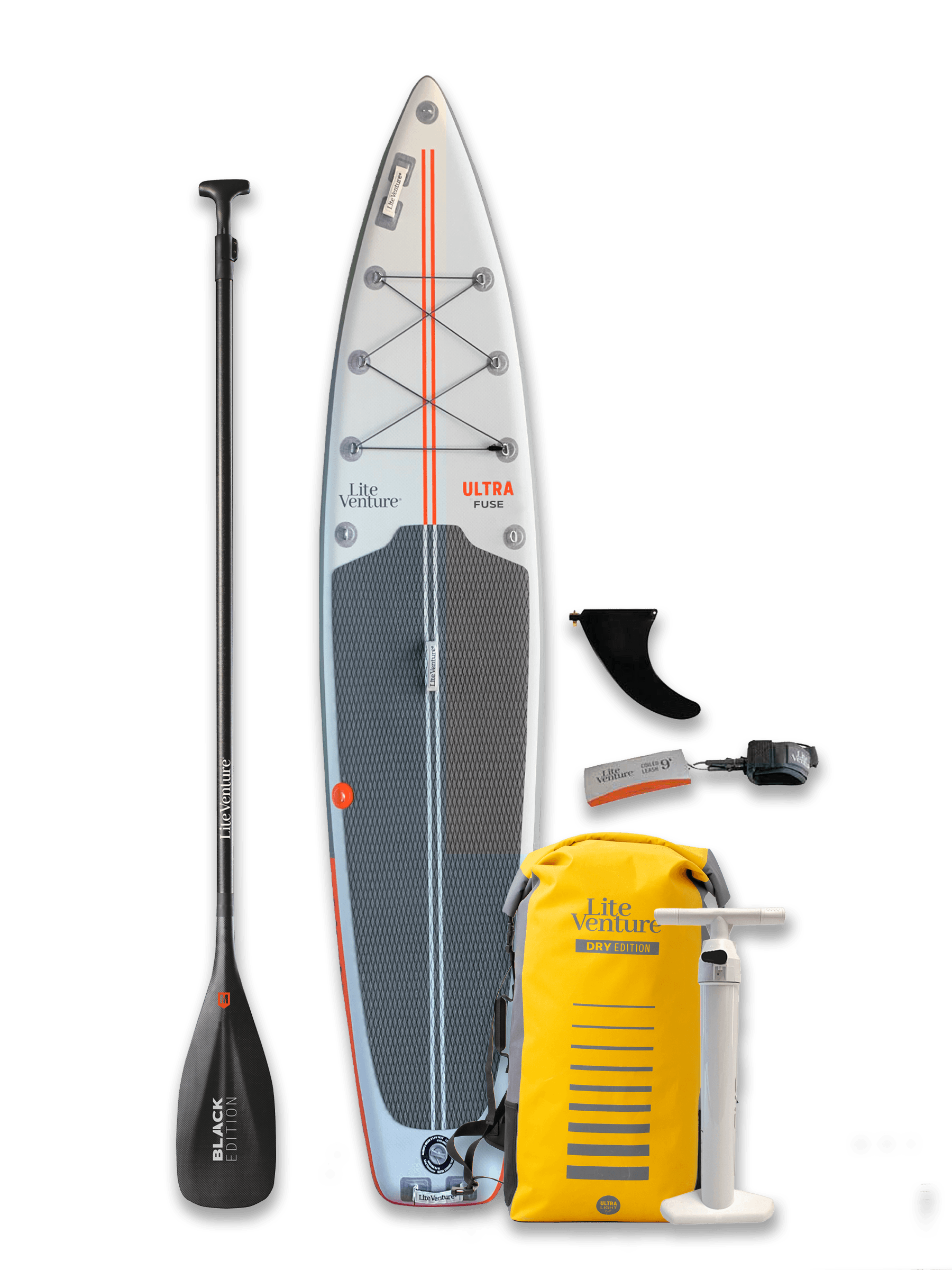 Produktbild von SUP " FUSE Bundle-12'6" x 30"-grau orange-+ Carbonpaddel " der Marke Lite Venture für 990.00 €. Erhältlich online bei Lite Venture ( www.liteventure.de )