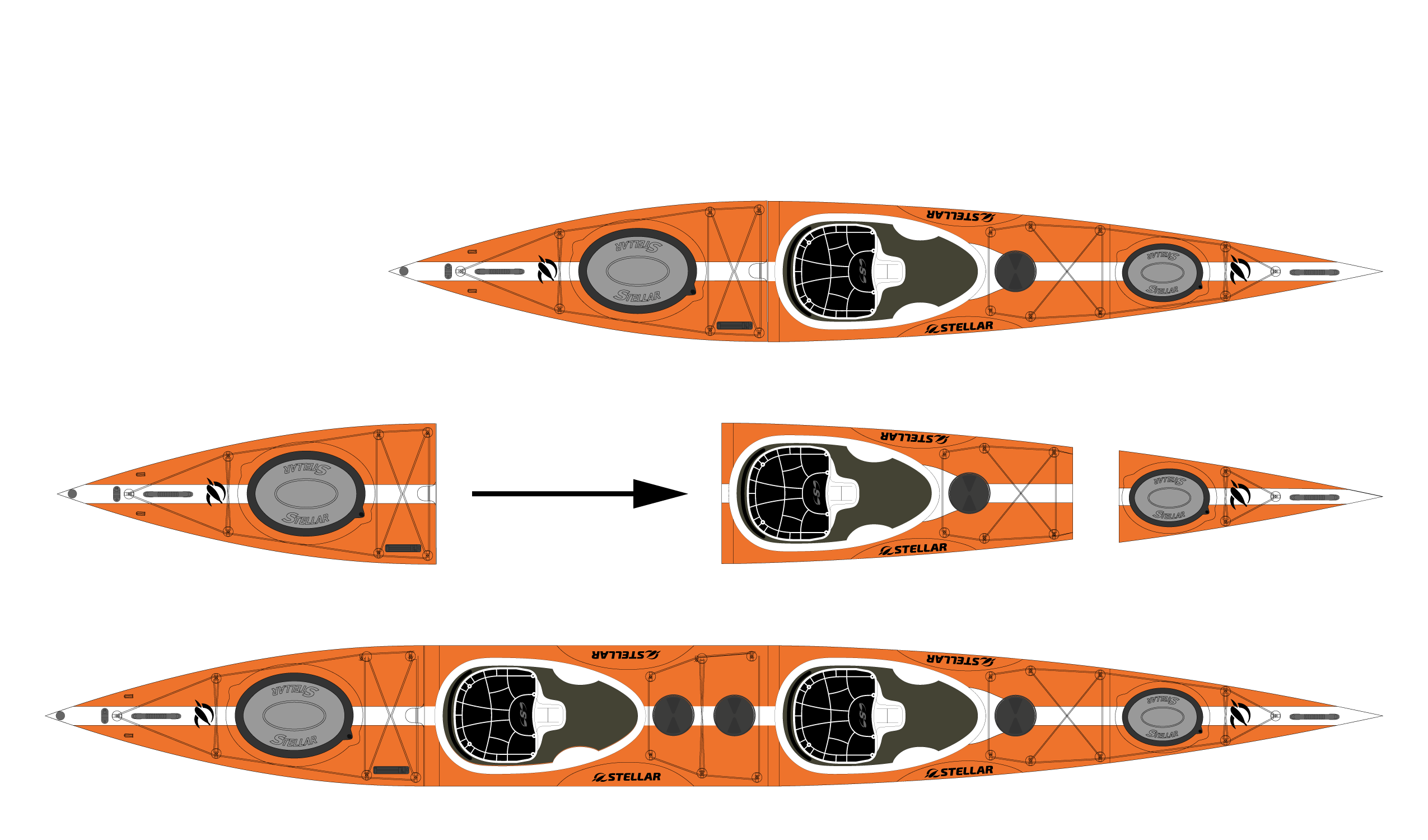 ST19 Mod divisible-tandem/solo-orange white-+ carbon paddle