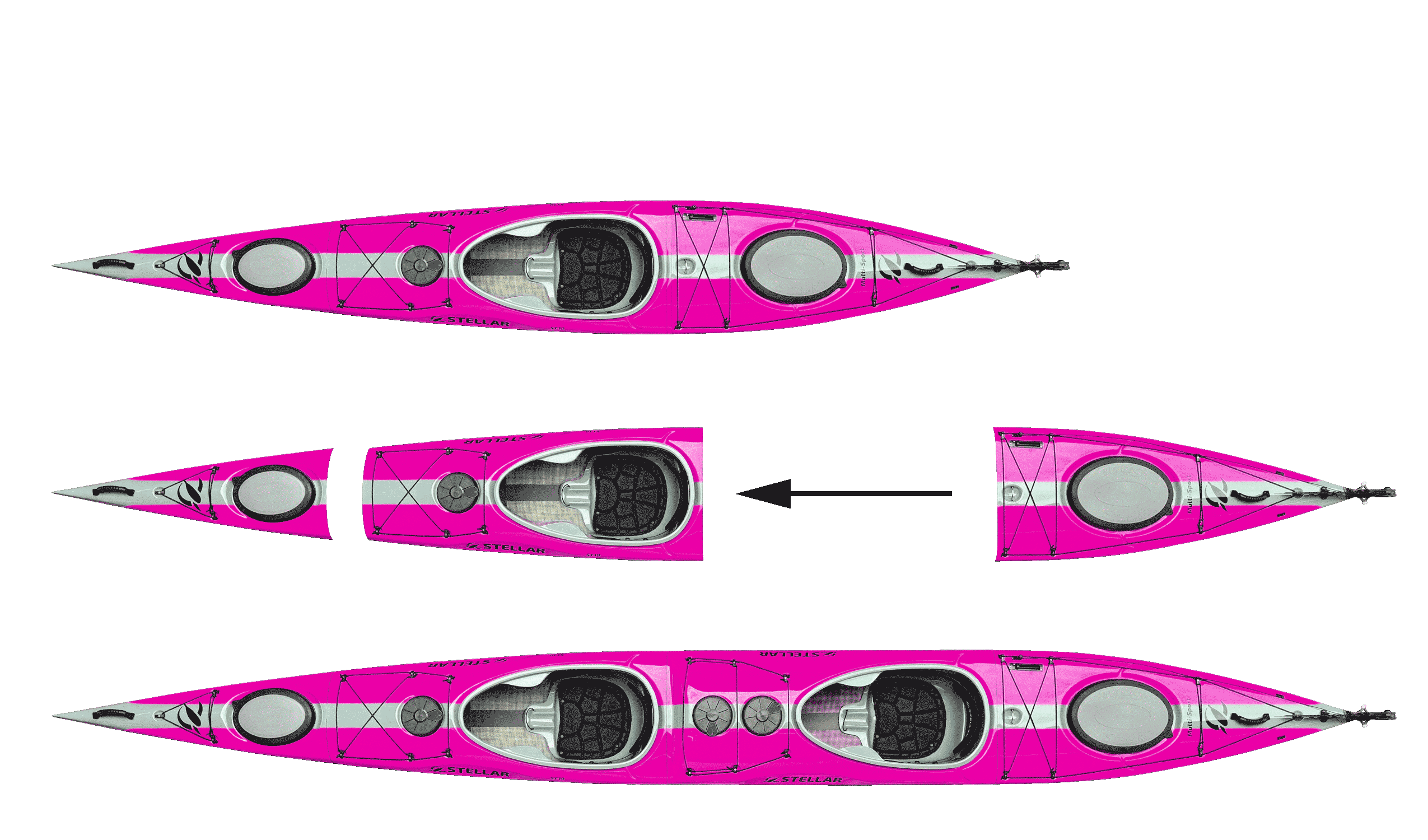 ST19 Mod, divisible tandem & solo kayak-pre-orderable