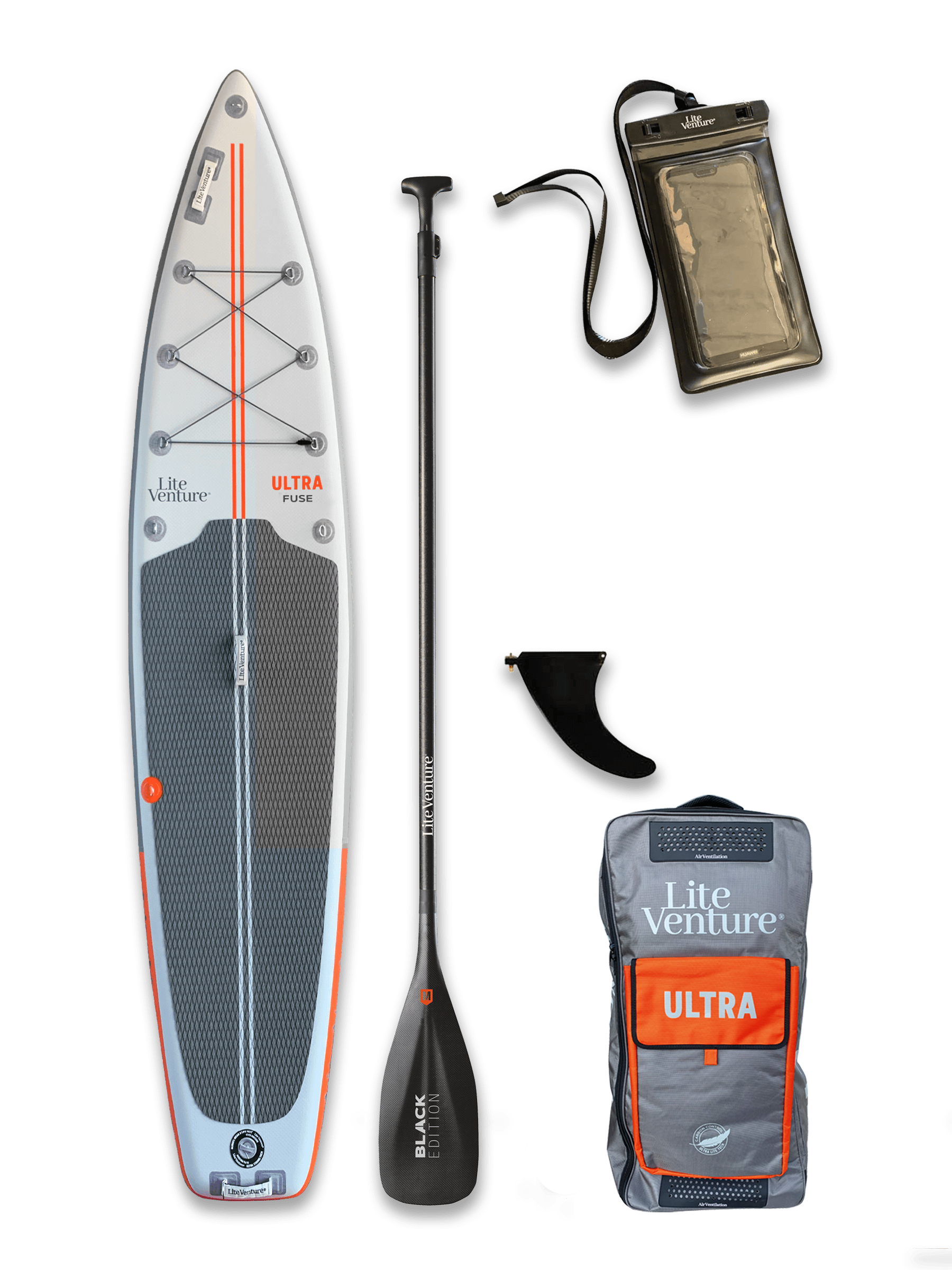 FUSE Light Bundle-12'6" x 30"-gris orange-+ pagaie carbone