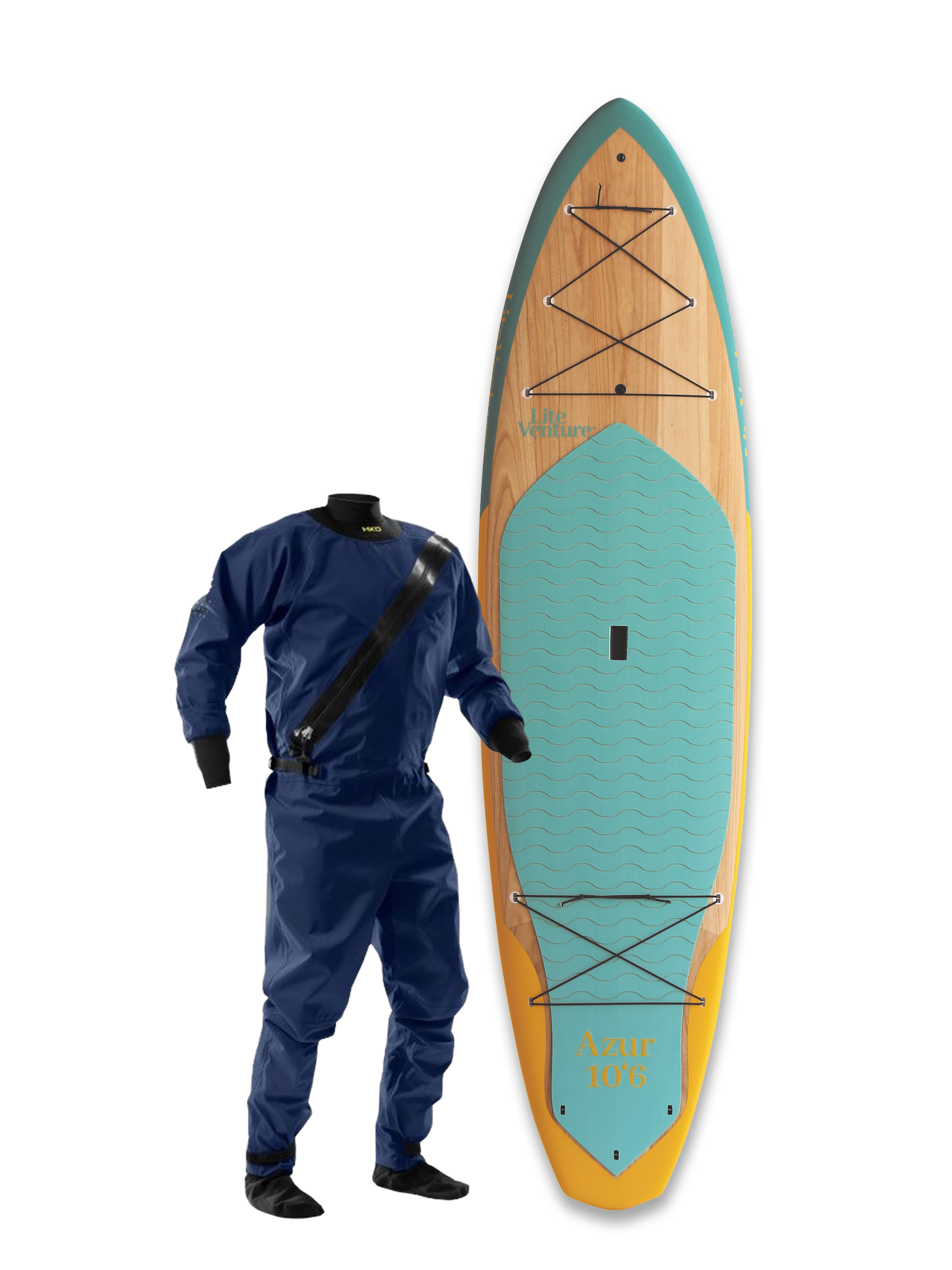 Ray-10'6" x 31,5"-türkis gelb-Winterdeal inklusive Trockenanzug