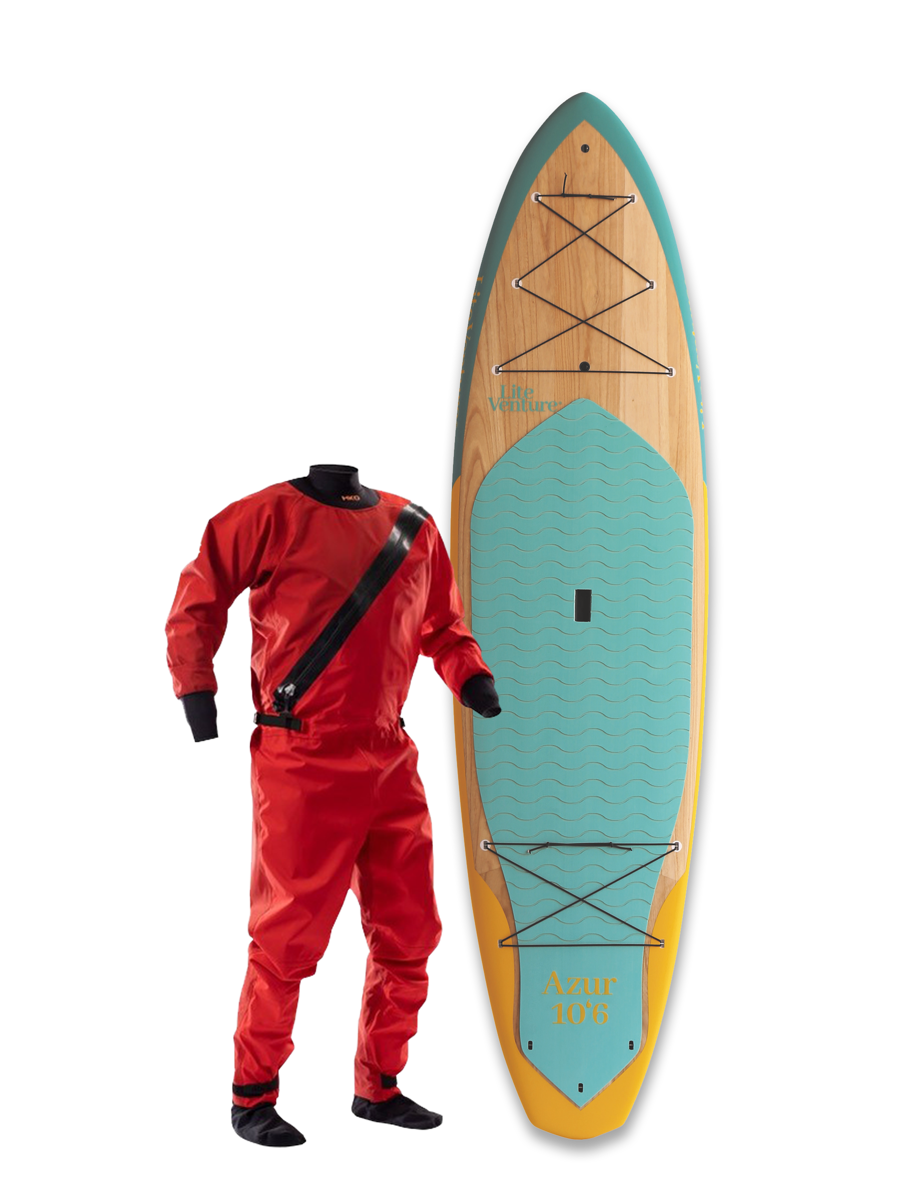 Ray-10'6" x 31,5"-türkis gelb-Winterdeal inklusive Trockenanzug