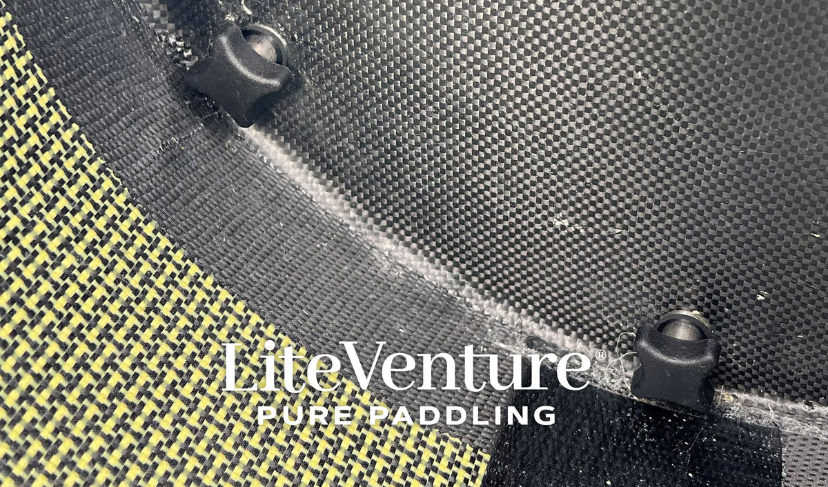 ST19 Mod, teilbar-Multisport Layup-Carbon/Kevlar-Tandem & Solo Kajak-Kieselgrau/Himmelblau/Sichtcarbon