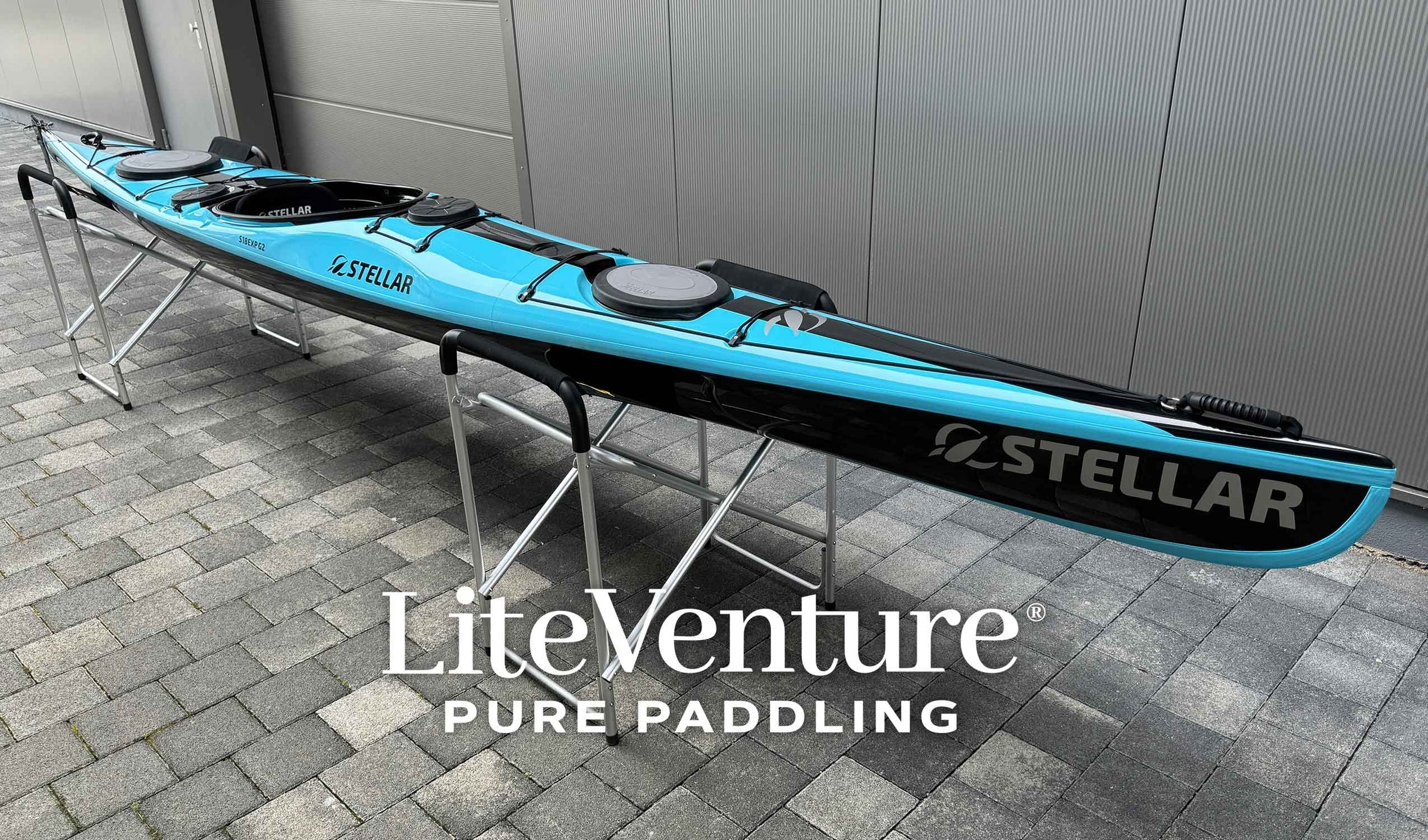 ST19 Mod teilbar-Multisport Layup Carbon/Kevlar-Tandem & Solo Kajak-hellblau schwarz