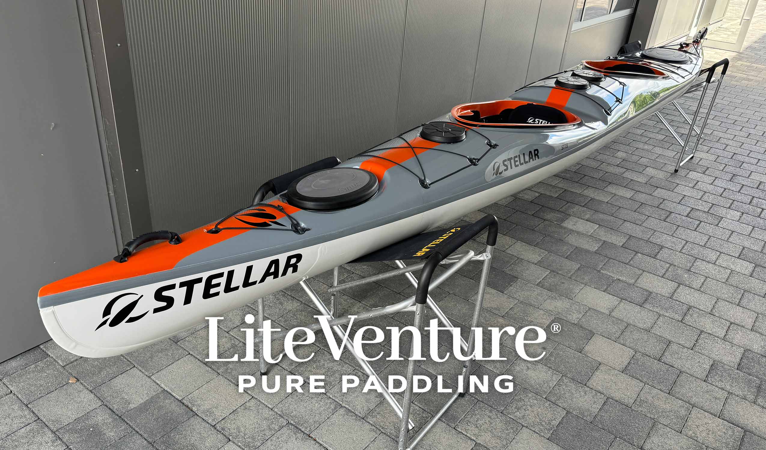 ST19 Mod, teilbar-Multisport Layup Carbon/Kevlar-Tandem & Solo Kajak-grau/orange