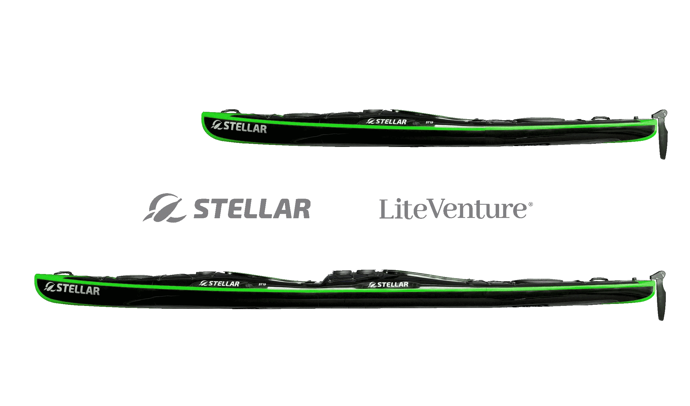 ST19 Mod, divisible tandem & solo kayak-black/green