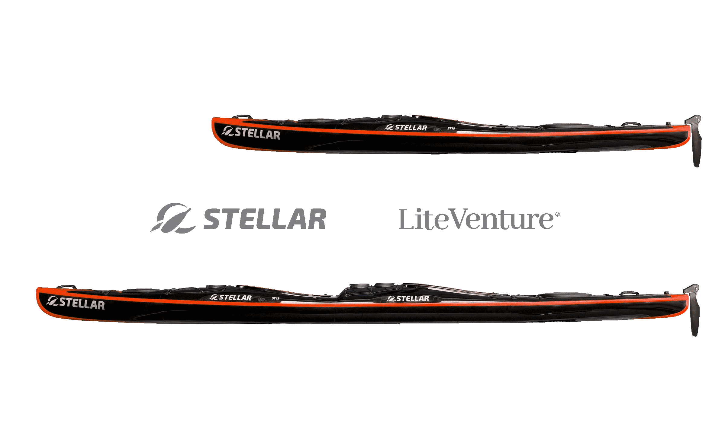 ST19 Mod, teilbar-Multisport Layup Carbon/Kevlar-Tandem & Solo Kajak-schwarz/orange