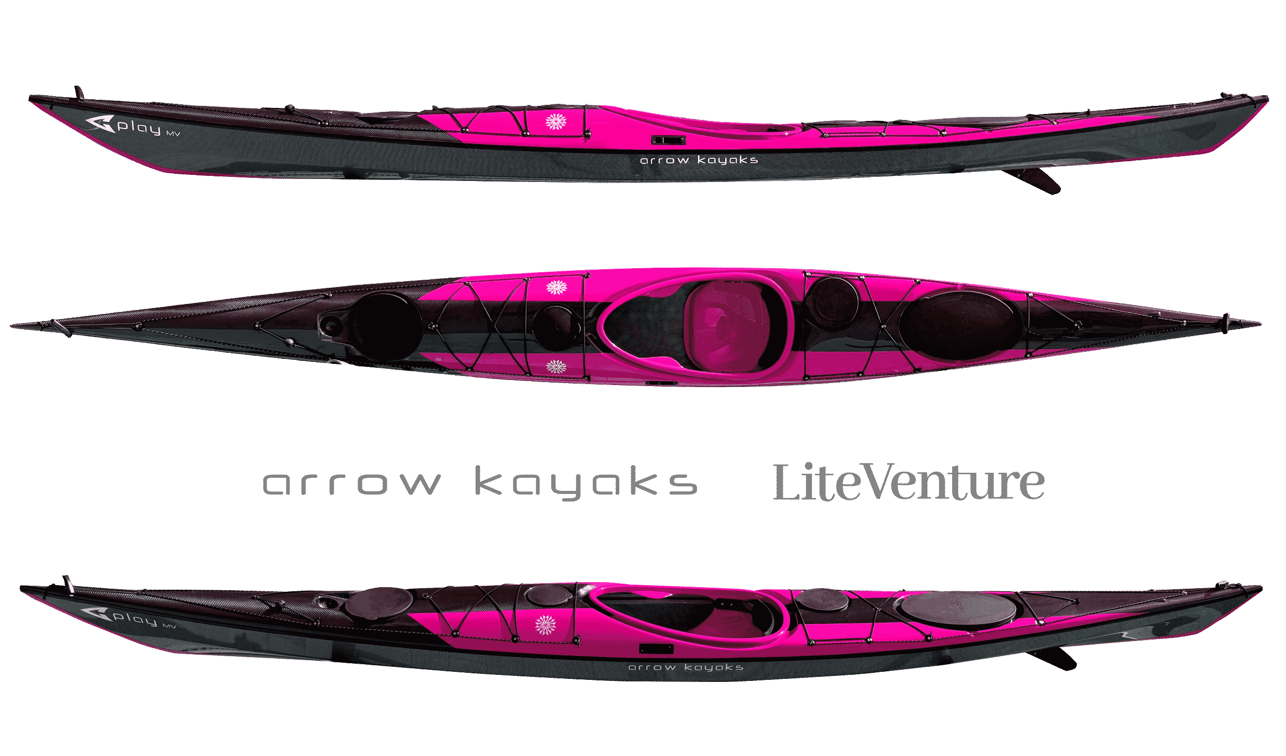 Arrow Play LV Seekajak-Carbon/Kevlar Layup mit Carbondeck-Purple/Sichtcarbon