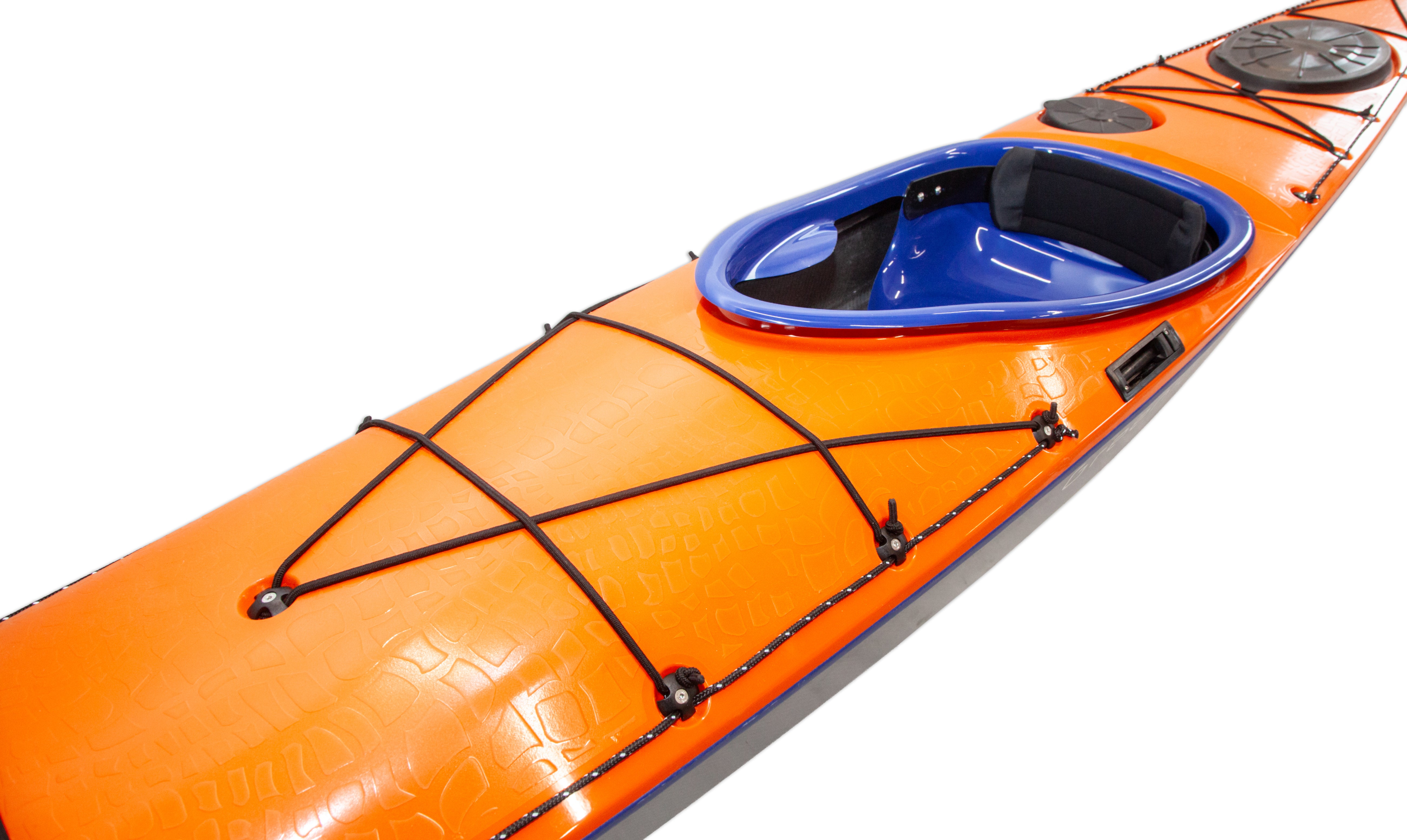 Greenland T-Carbon/Kevlar Layup-Orange/Blue with visible carbon fibre