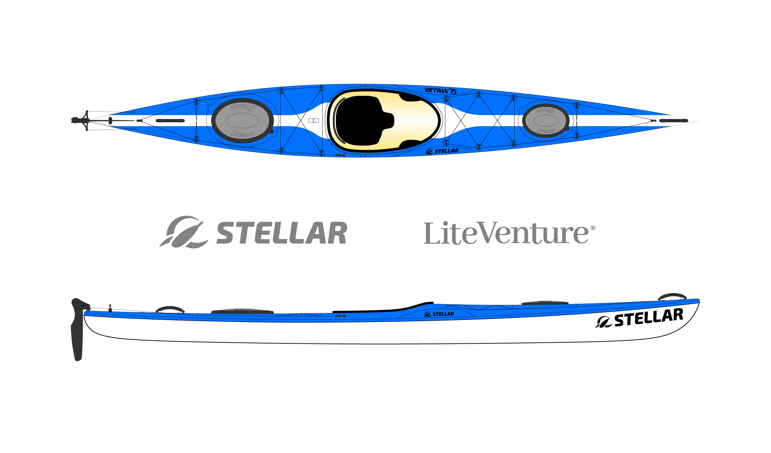 Produktbild von Kajak " S15LV Advantage-blau weiß " der Marke STELLAR Lightweight für 2790.00 €. Erhältlich online bei Lite Venture ( www.liteventure.de )