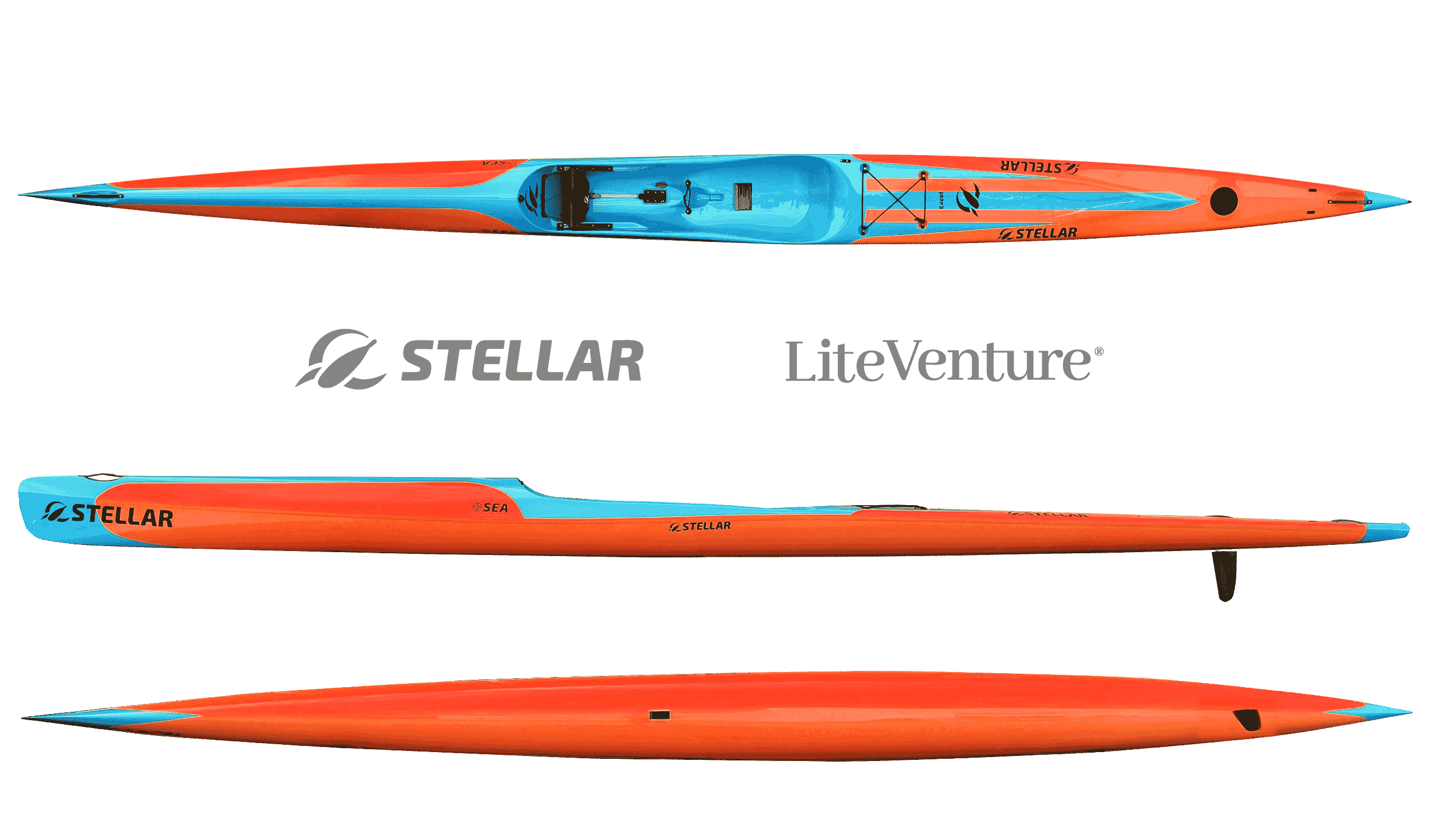 SEA, Stellar Elite Assassin-Profi Surfski-Excel Layup-Orange/Teal