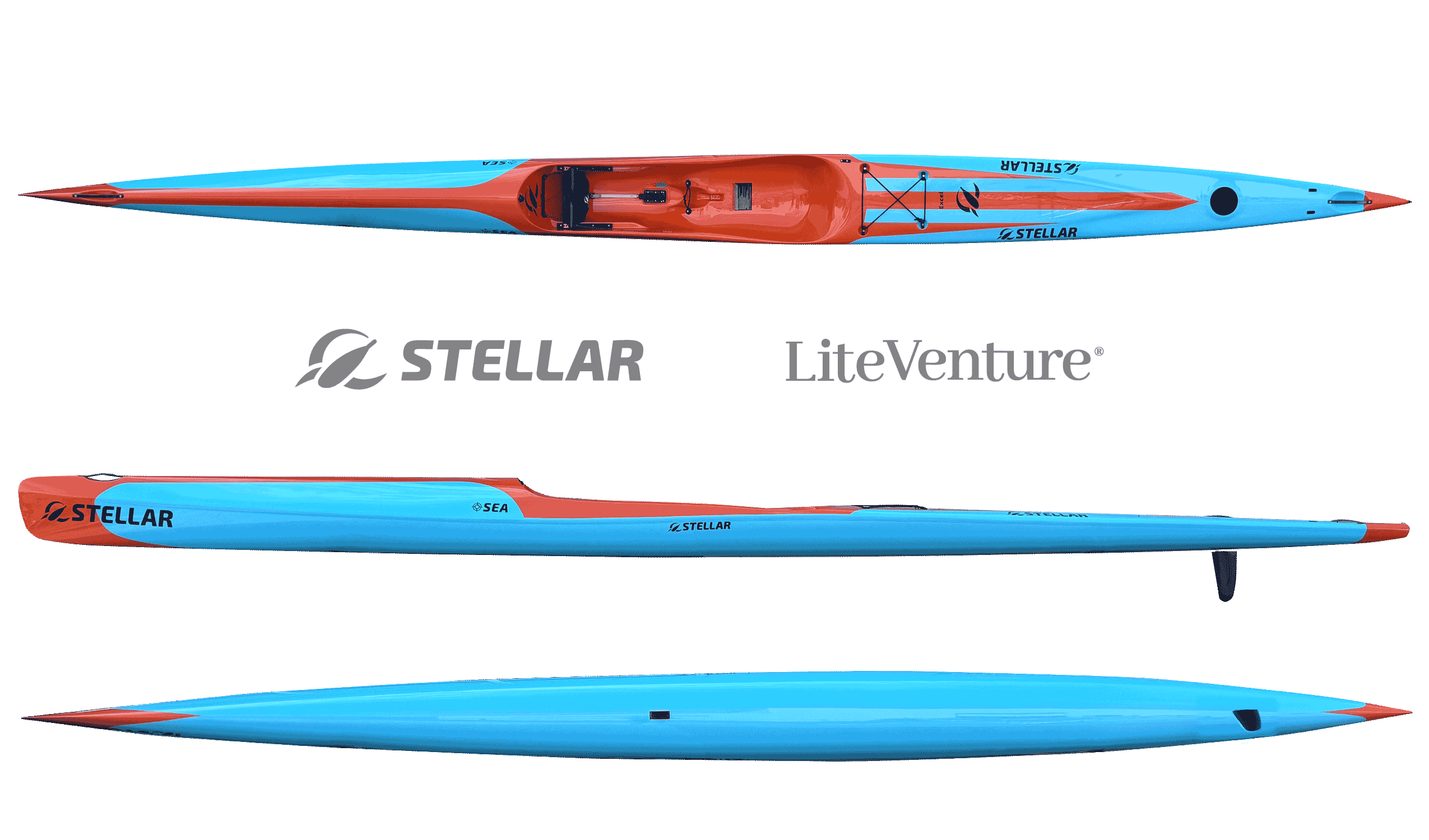 SEA, Stellar Elite Assassin-Profi Surfski-Excel Layup-Teal/Orange