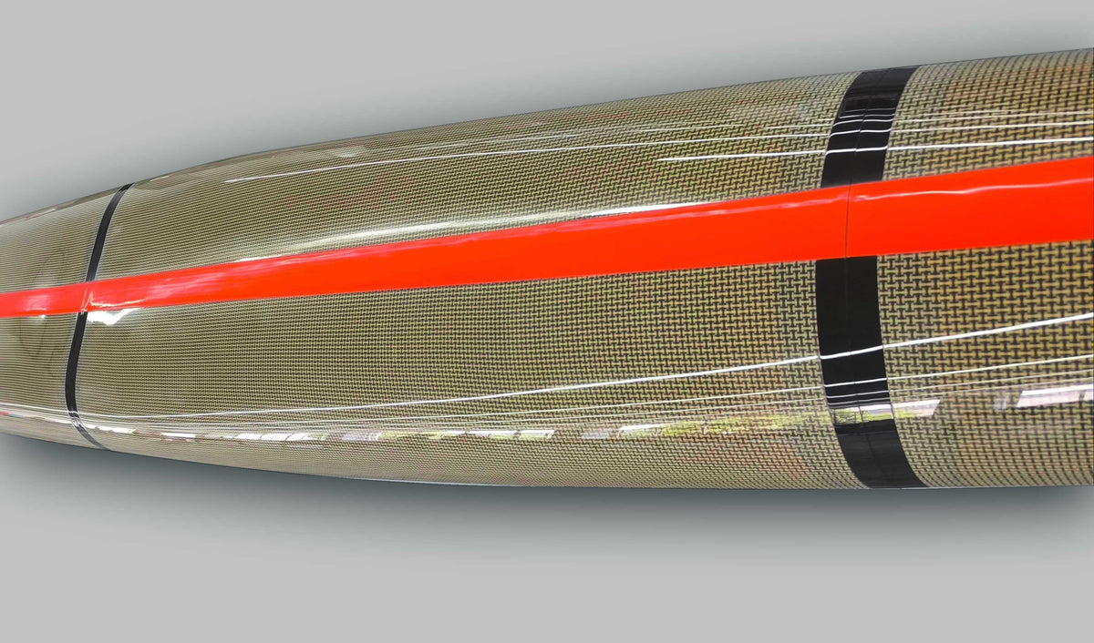 ST19 Mod, teilbar-Multisport Layup Carbon/Kevlar-Tandem & Solo Kajak-Gruen/Rot/Sichtcarbon