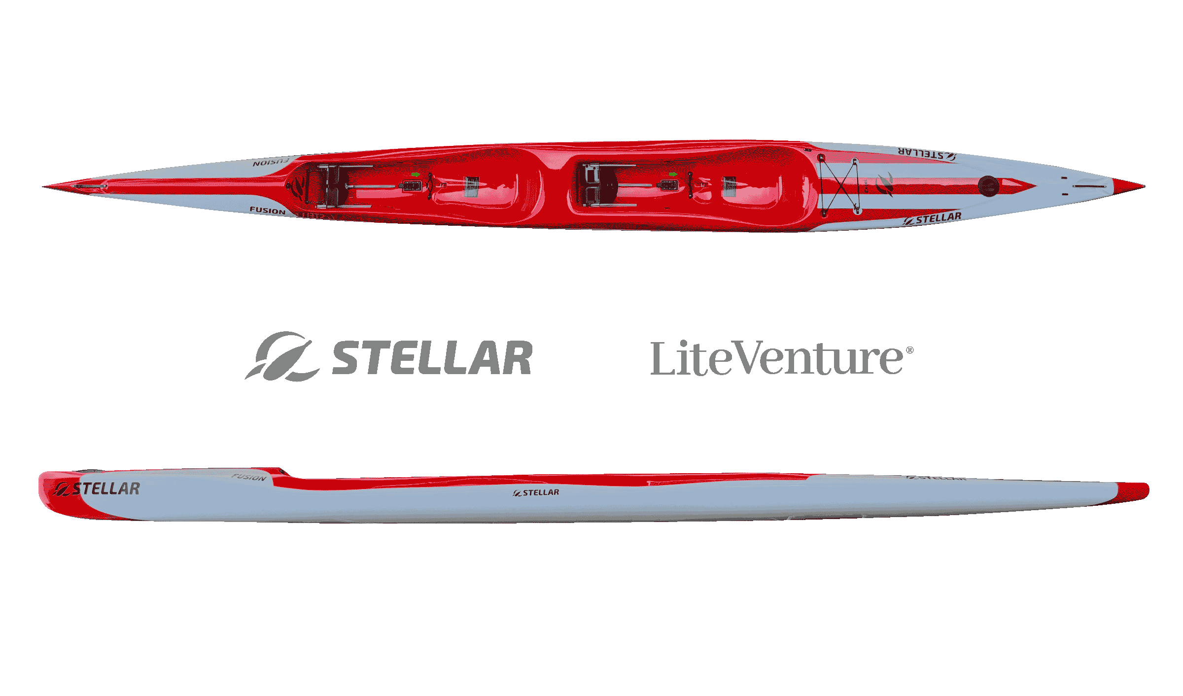 Fusion Tandem Surfski-Excel Layup-Grau/Rot