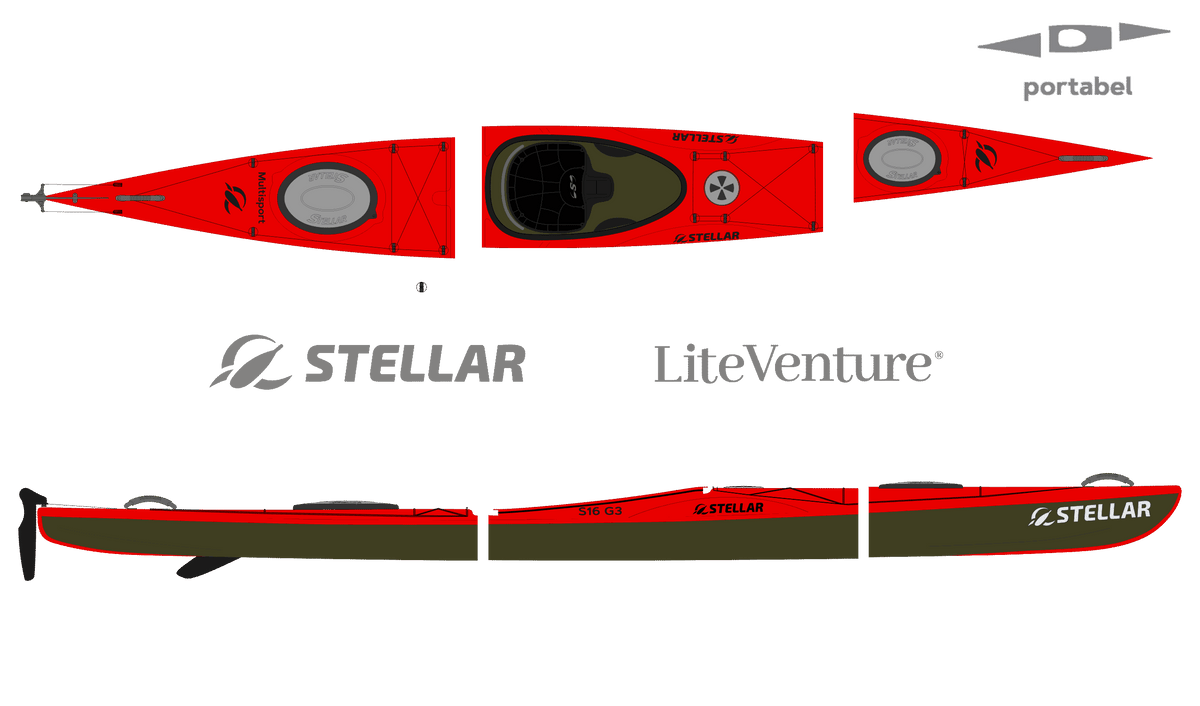 S16 G3 Mod-teilbares Tourenkajak-Multisport Layup-Modell mit Skeg-Rot/Sichtcarbon