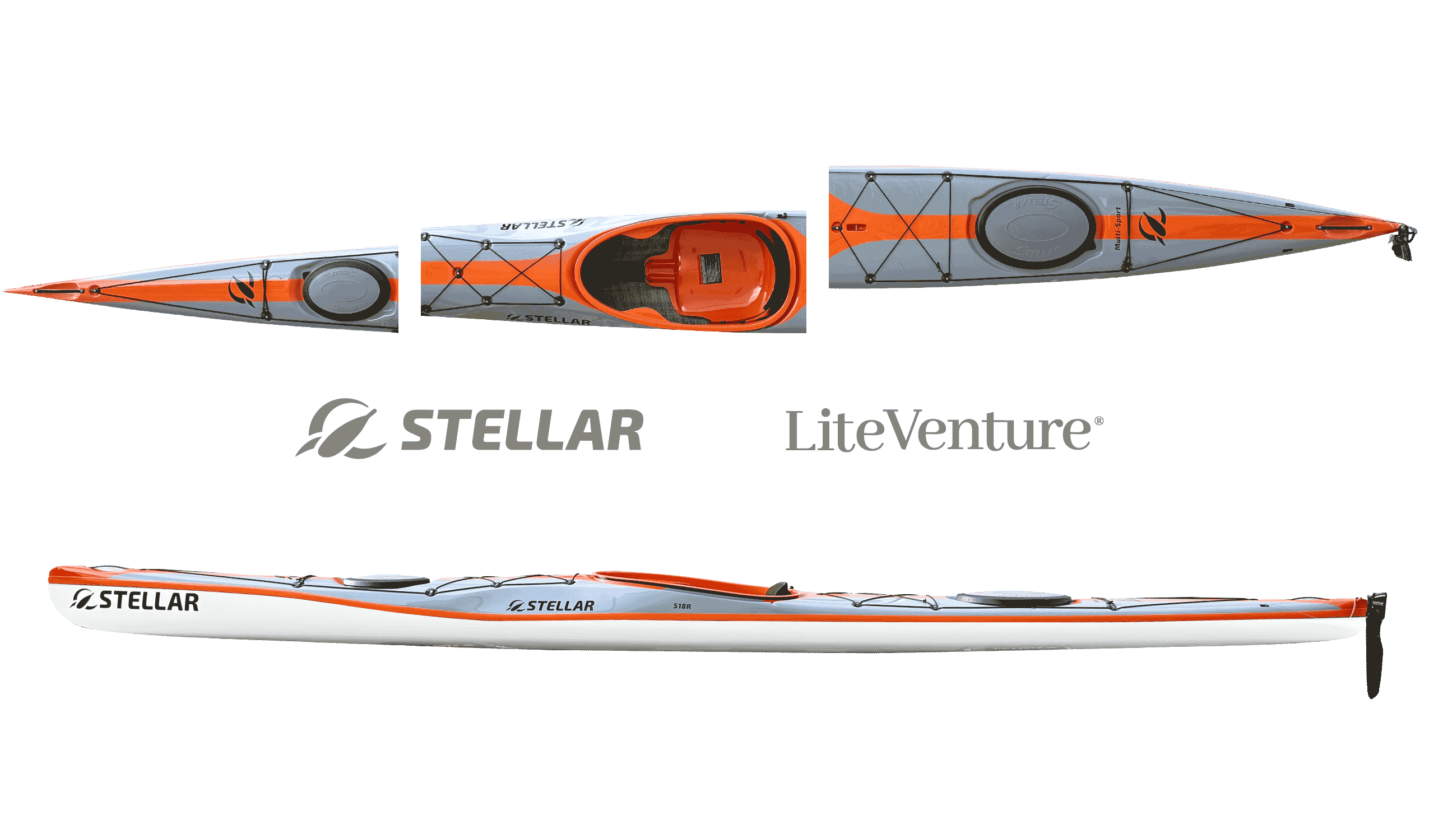 S18 R-Mod-teilbares Kajak-Multisport-grau/orange