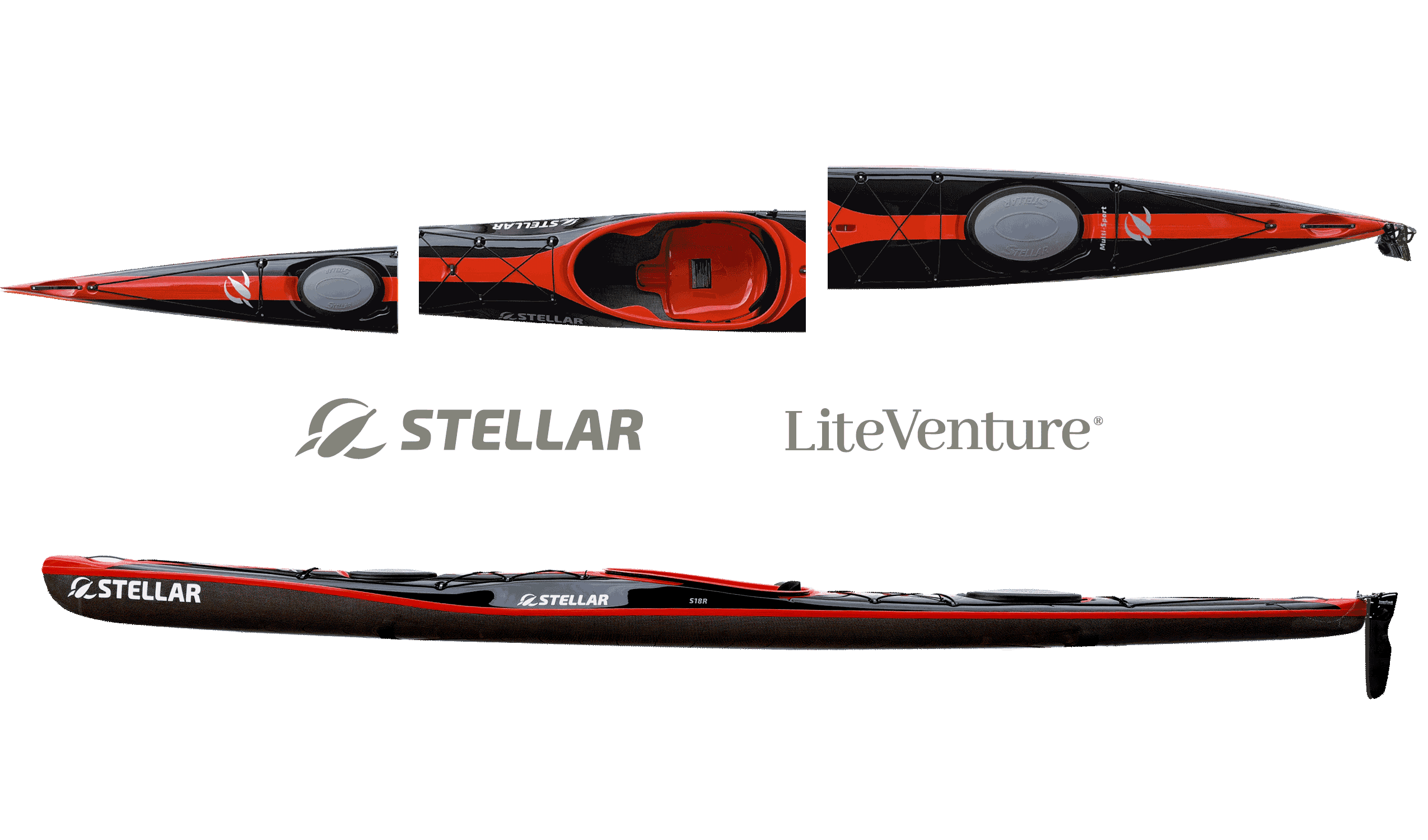 S18 R-Mod-teilbares Kajak-Multisport-schwarz/rot