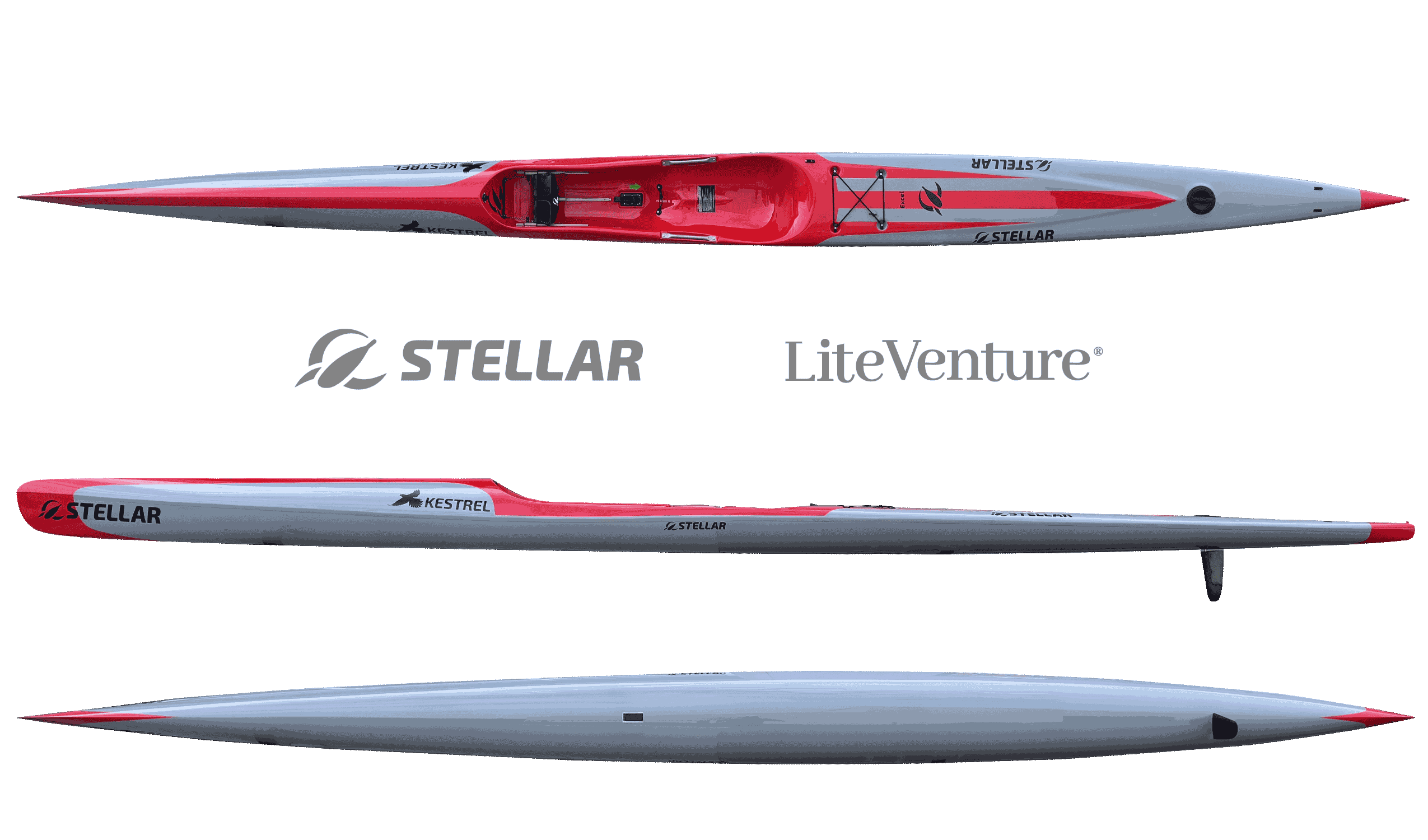 Kestrel Surfski-Excel Layup-Grey/Red