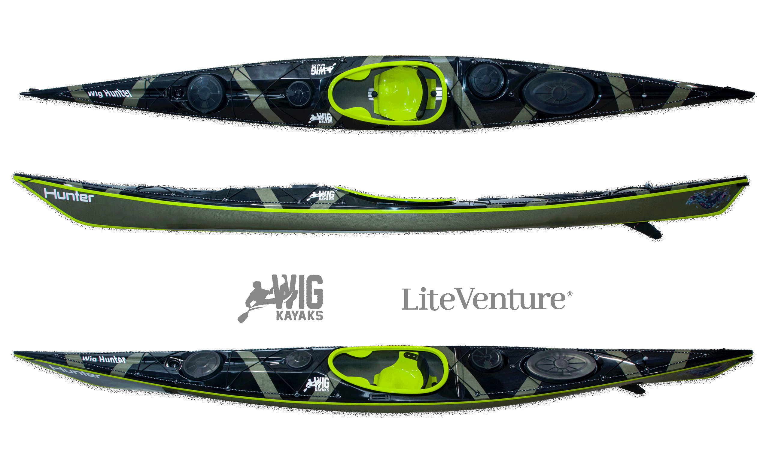 Hunter 520-C/K Layup-All Black + Acid Green / CarbonKevlar