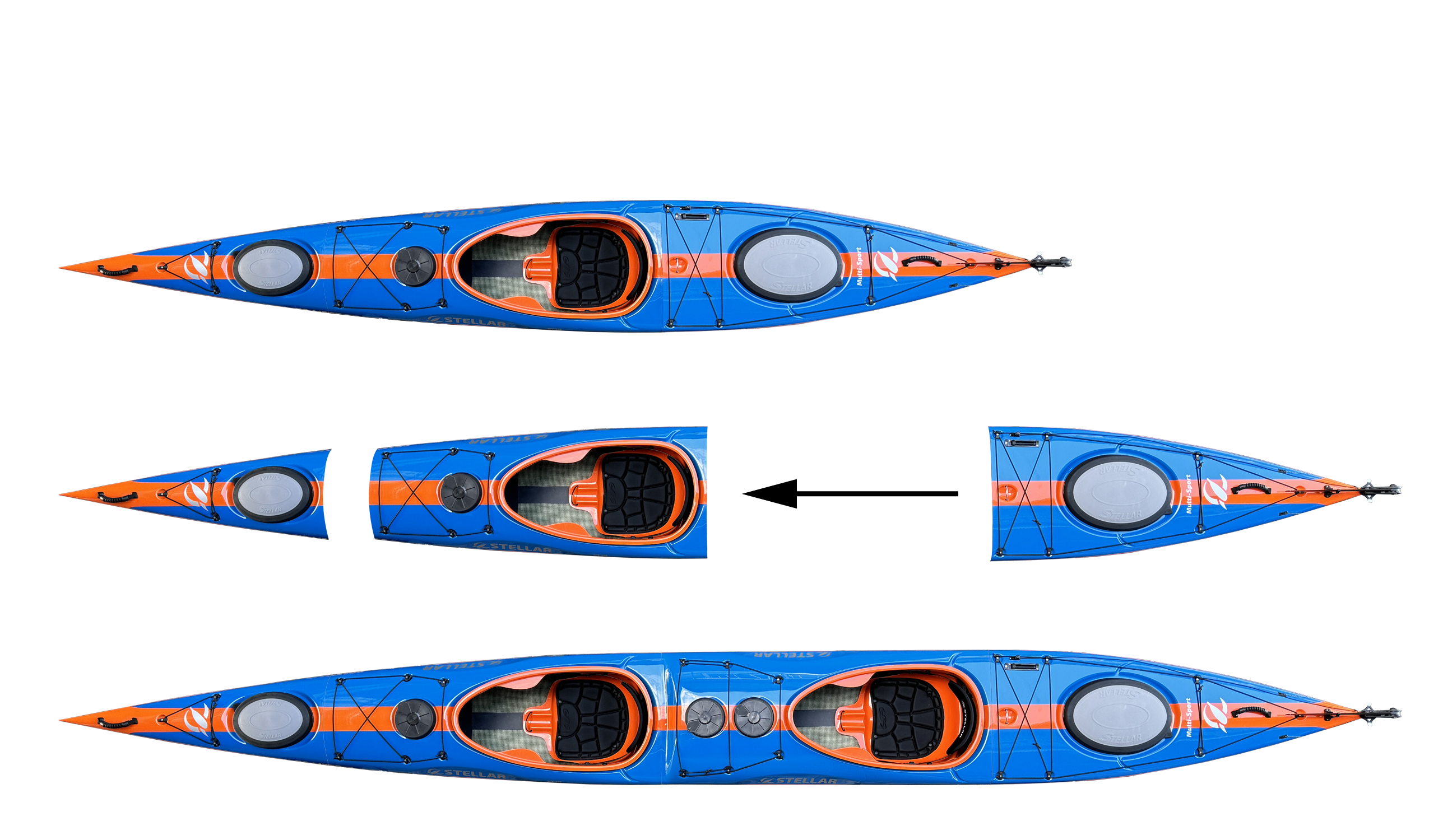 ST19 Mod-Multisport, divisibile-tandem/solo blu arancione