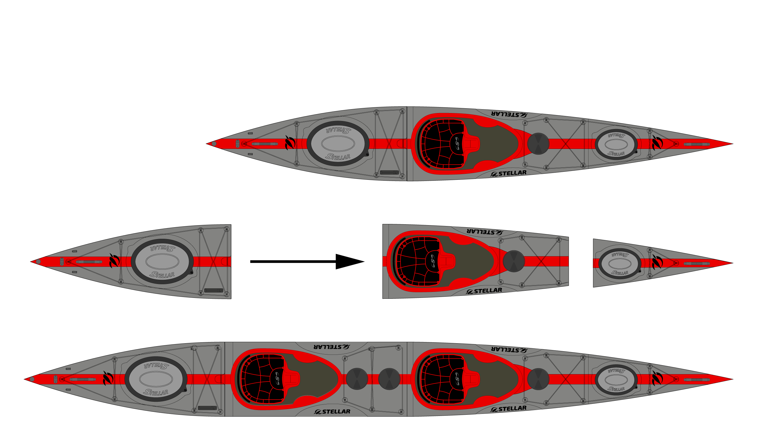 ST19 Mod divisible-tandem/solo-grey red-+ carbon paddle