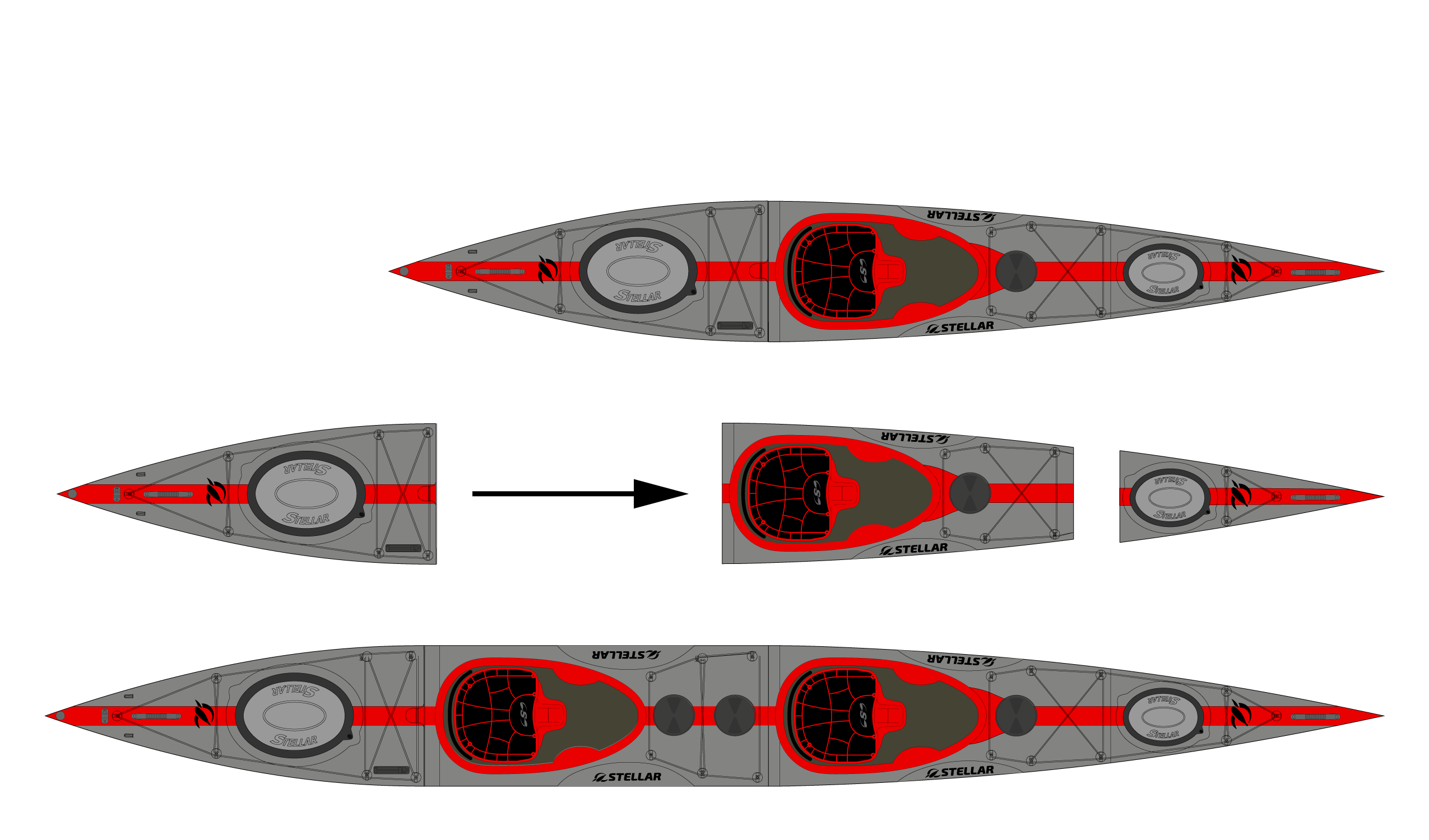 ST19 Mod-Multisport, divisibile-tandem/solo-grigio rosso