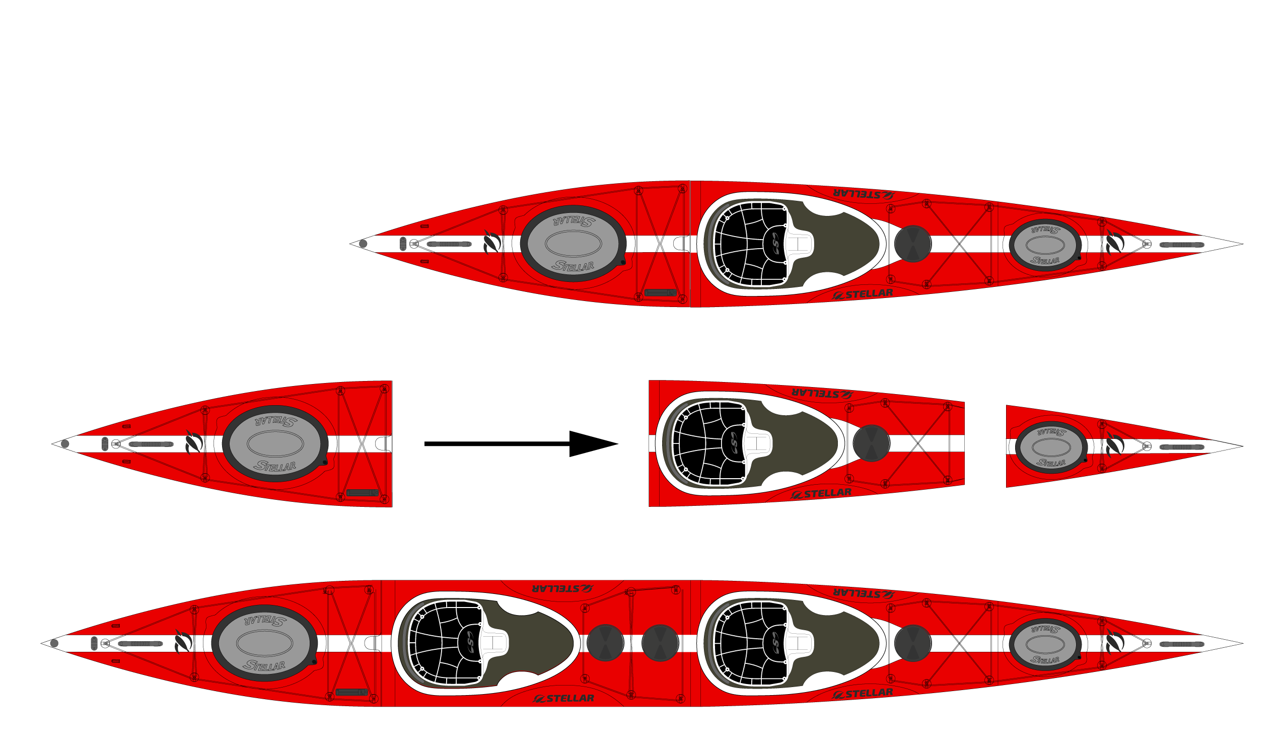 ST19 Mod divisible-tandem/solo-red white-+ carbon paddle