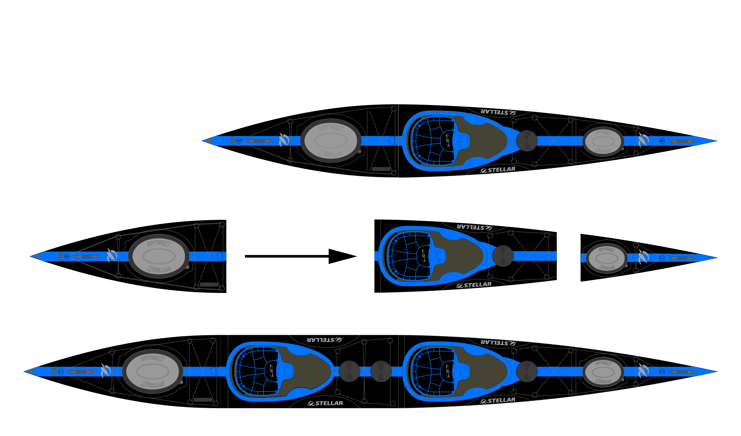 ST19 Mod divisible-tandem/solo-black blue-+ carbon paddle
