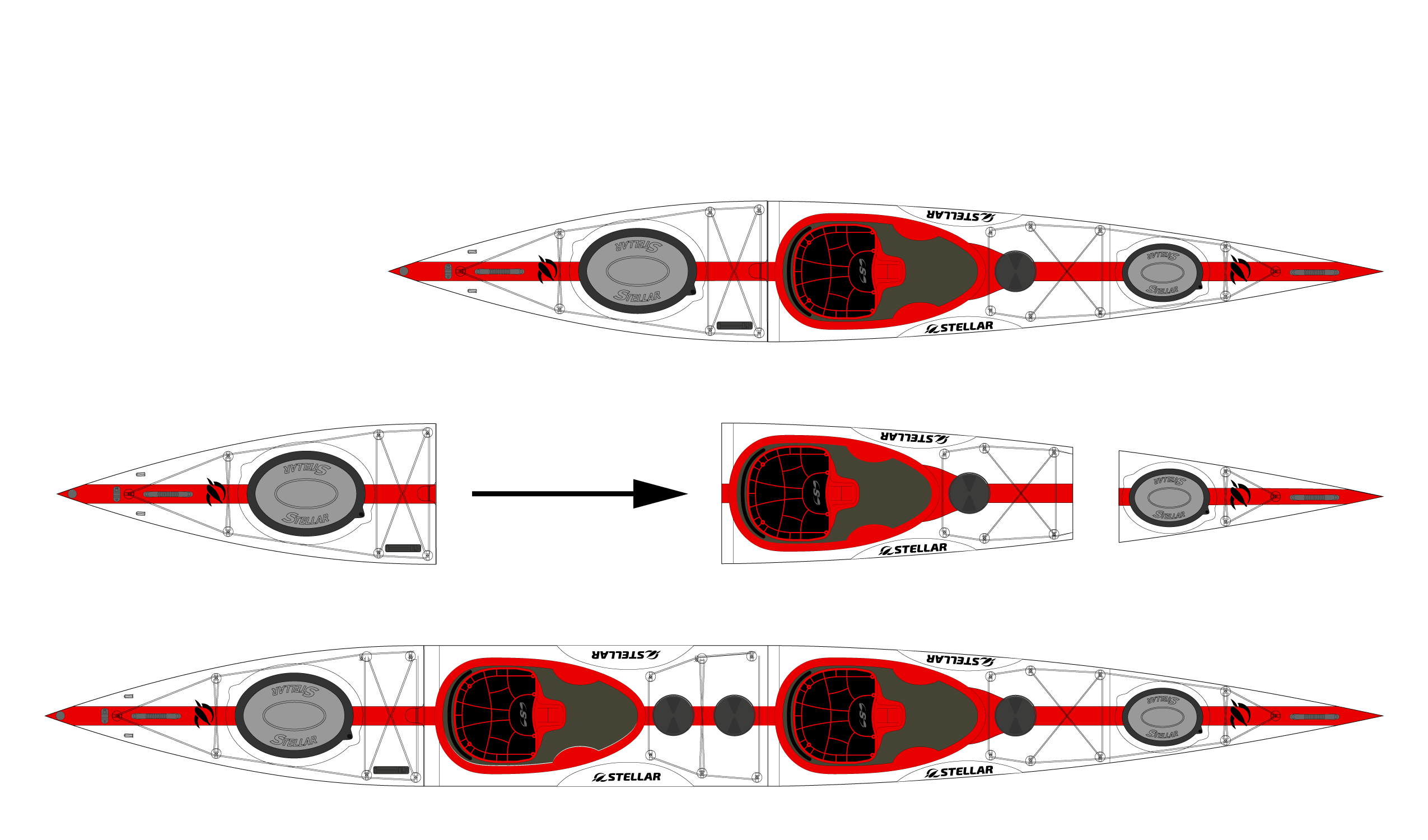 ST19 Mod-Multisport, divisibile-tandem/solo-bianco rosso