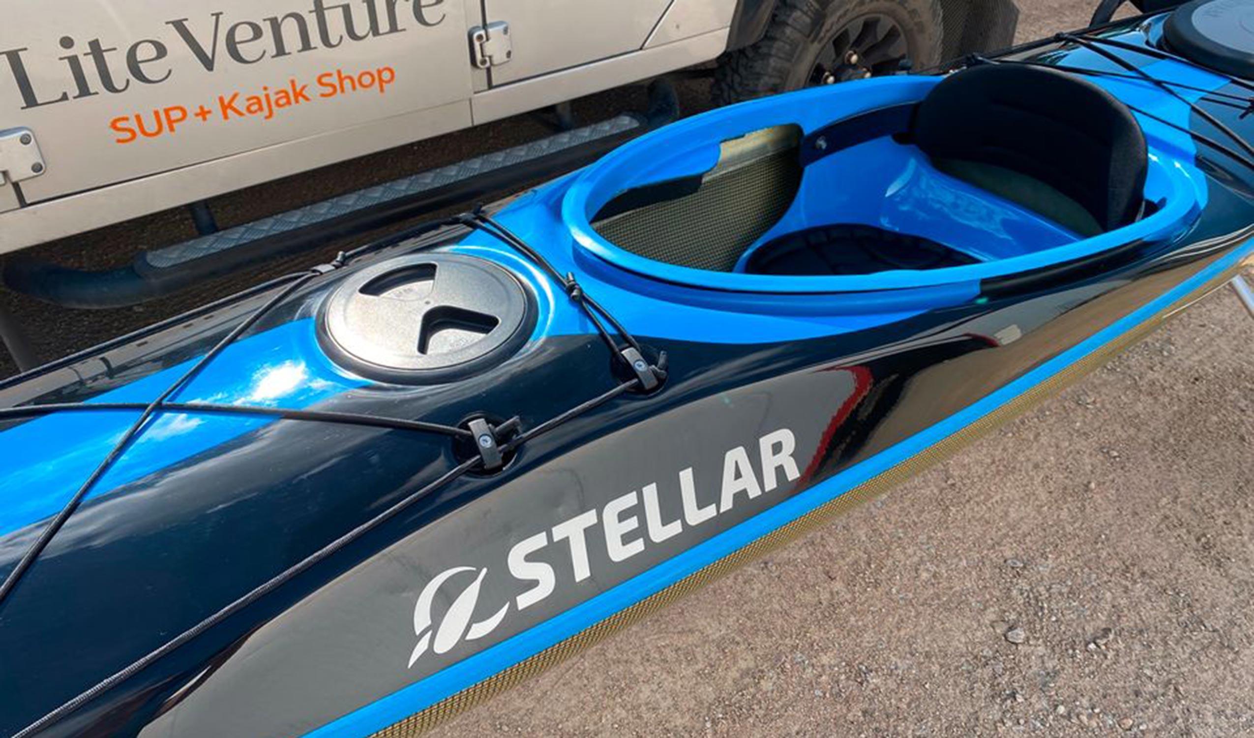 Produktbild von Kajak " S14 G2 Multisport-schwarz blau " der Marke STELLAR Lightweight für 3310.00 €. Erhältlich online bei Lite Venture ( www.liteventure.de )