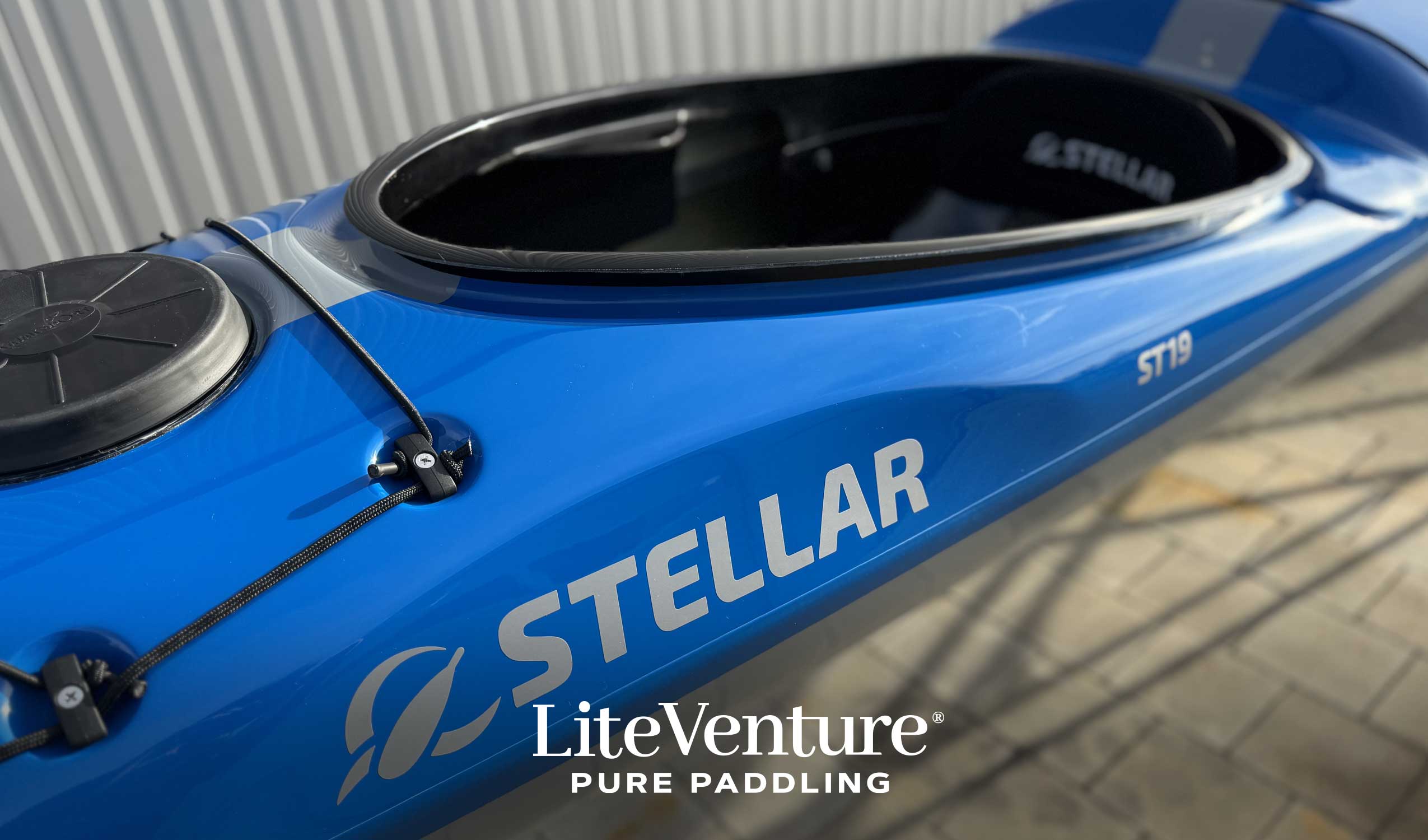 ST19 Mod, divisible-multisport layup carbono/kevlar tandem & solo kayak-azul/gris