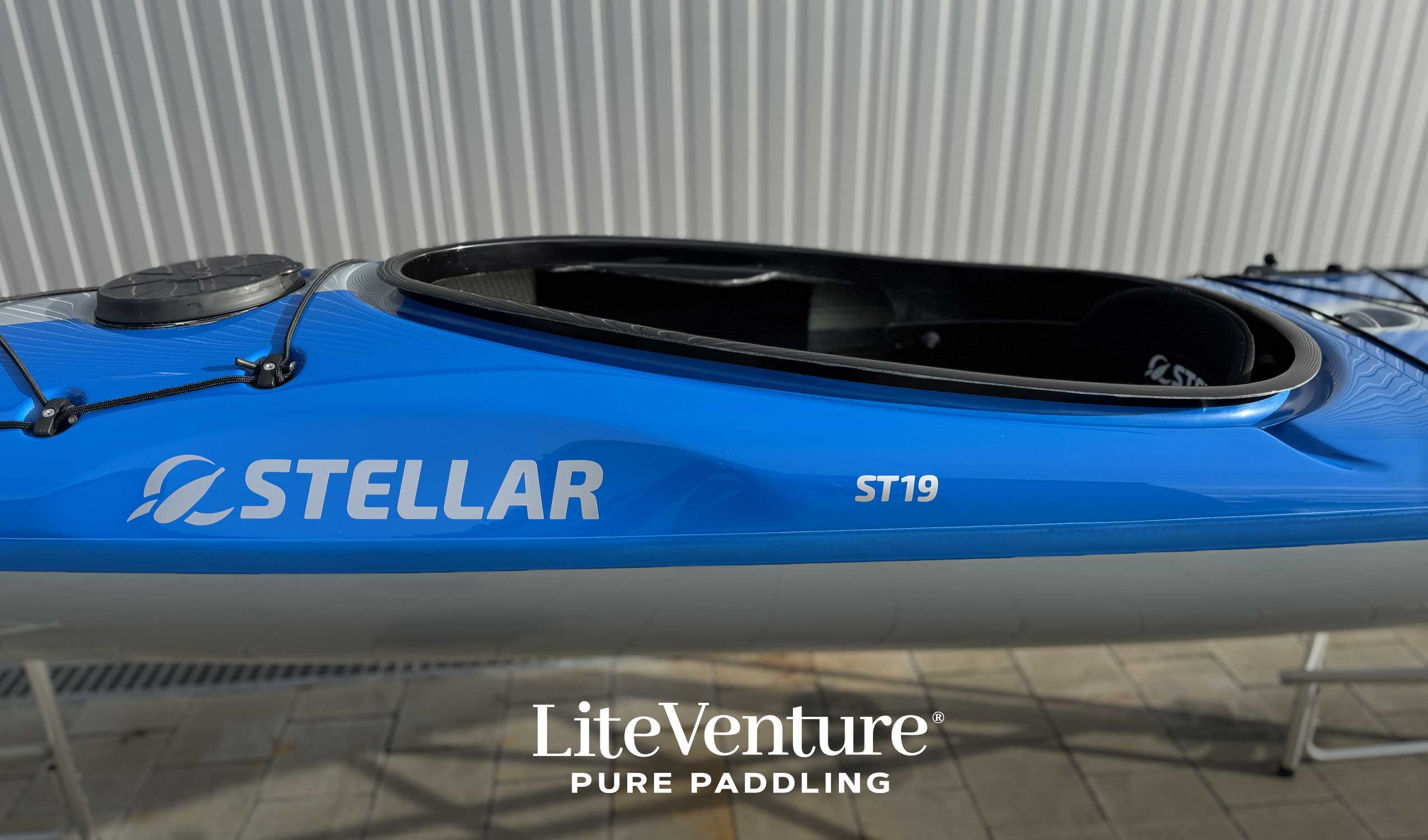 ST19 Mod, divisible-multisport layup carbono/kevlar tandem & solo kayak-azul/gris