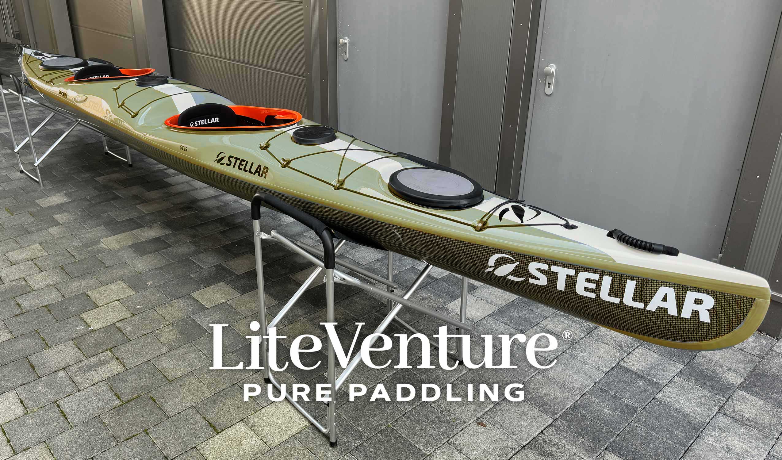 ST19 Mod, teilbar-Multisport Layup-Carbon/Kevlar-Tandem & Solo Kajak-Schilfgrün/Kieselgrau/Sichtcarbon