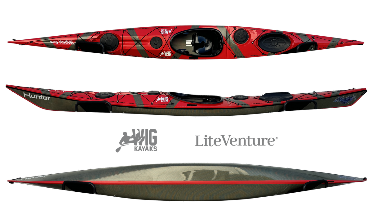 Hunter 520-C/K Layup-All Red - Carbon/Kevlar Sichtcarbon
