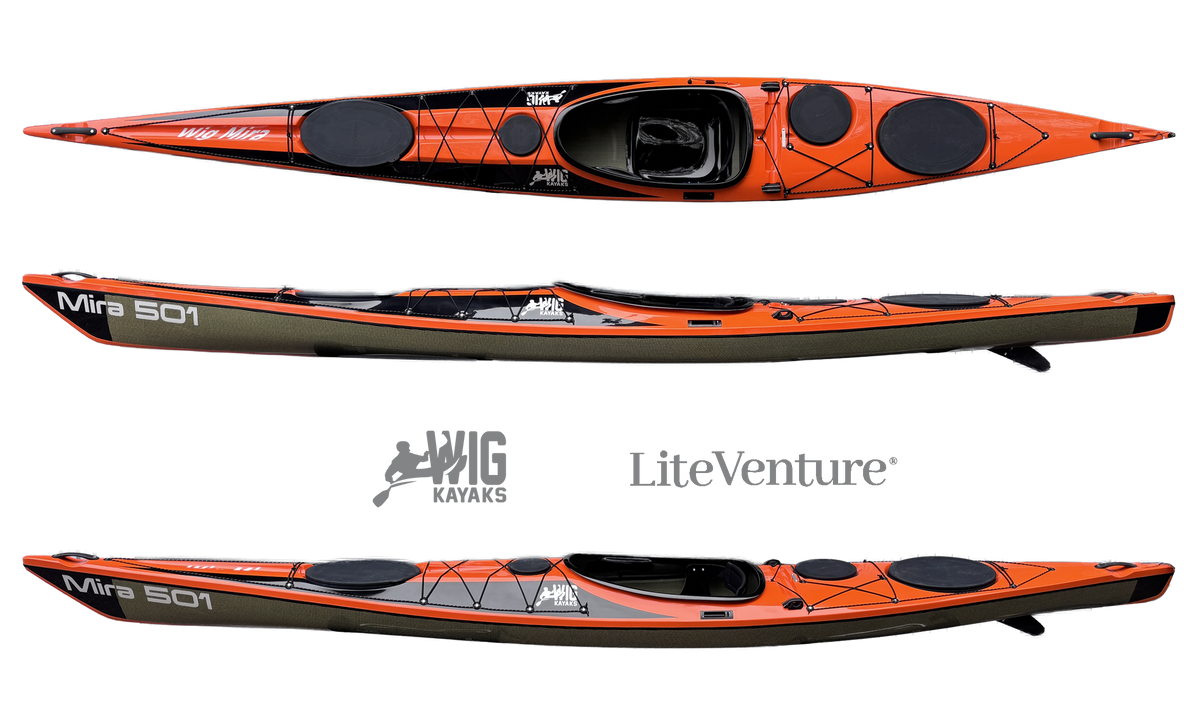 Mira 501 Seekajak-Carbon/Kevlar Layup-Orange/Schwarz/Sichtcarbon