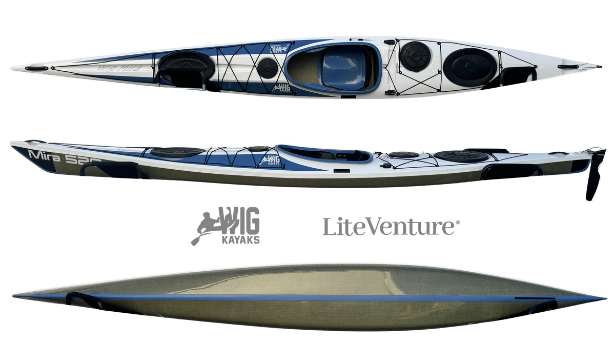 Mira 520 Kayak de mer - Structure carbone/Kevlar - Gris/Orange - Carbone apparent