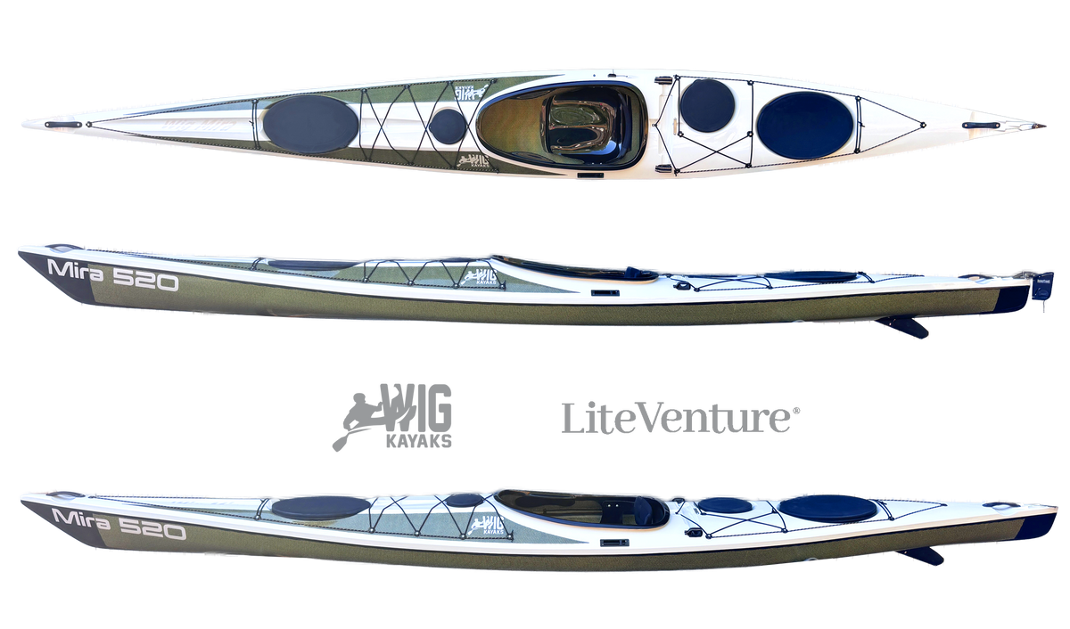 Mira 520 Seekajak-Naked Carbon/Kevlar Layup-White / Sichtcarbon