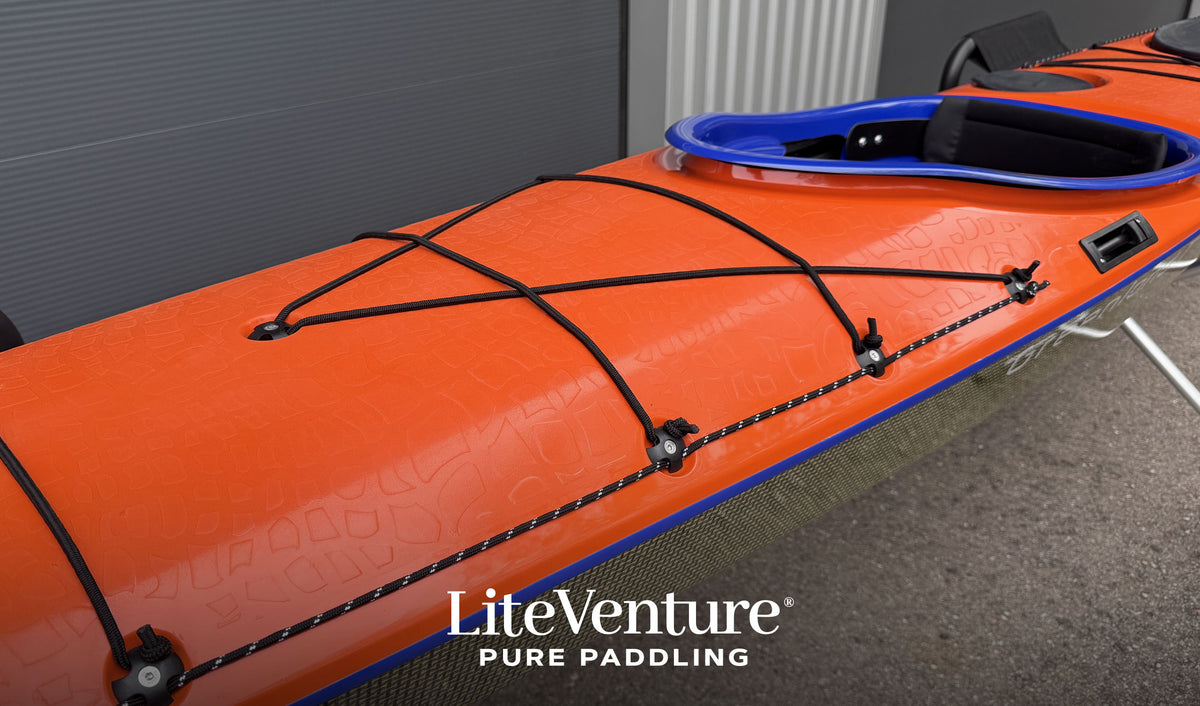 Greenland T-Carbon/Kevlar Layup-Orange/Blue with visible carbon fibre