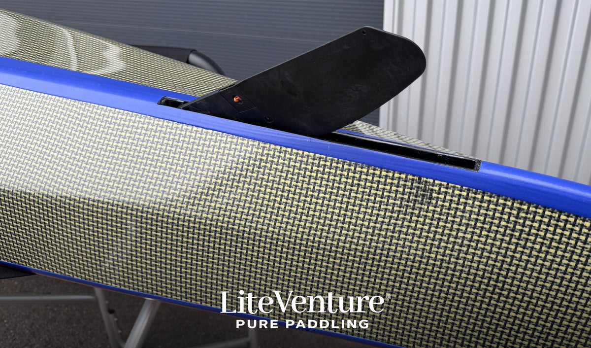 Greenland T-Carbon/Kevlar Layup-Orange/Blue with visible carbon fibre