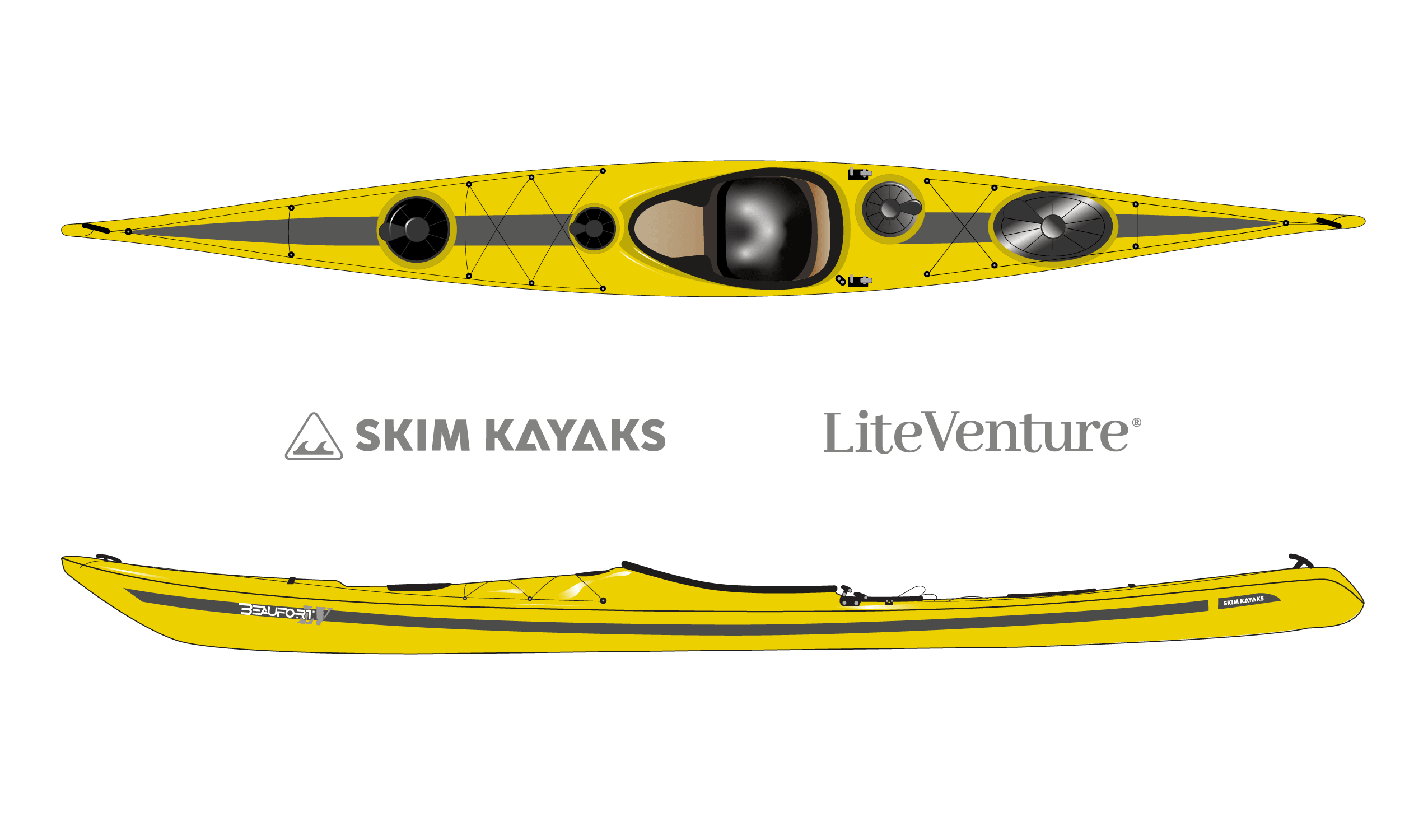 Produktbild von Kajak " Beaufort LV Rockhopper-zinkgelb anthrazit " der Marke SKIM Kayaks für 4350.00 €. Erhältlich online bei Lite Venture ( www.liteventure.de )