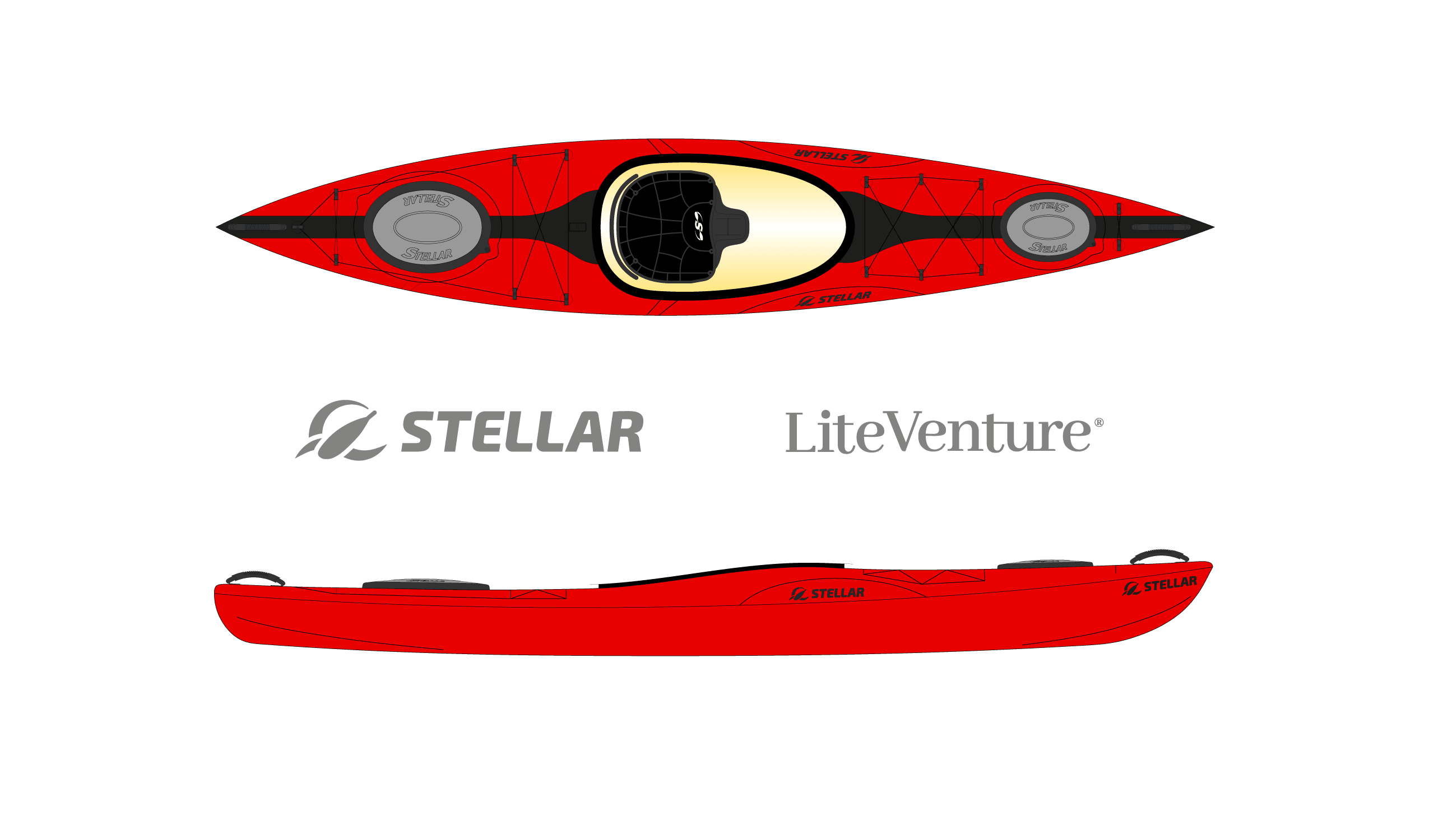 Produktbild von Kajak " S12 Advantage-rot schwarz " der Marke STELLAR Lightweight für 2290.00 €. Erhältlich online bei Lite Venture ( www.liteventure.de )